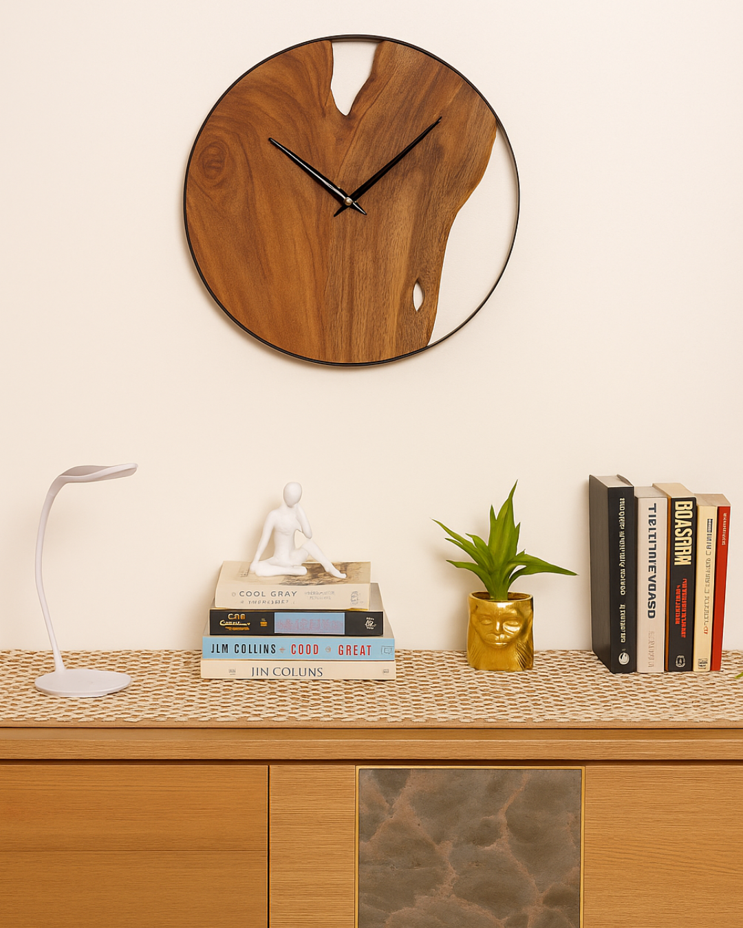 Elegant Wooden Wall Clock – Natural Acacia Wood