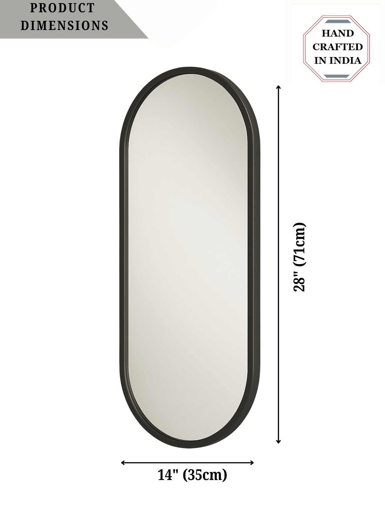 Classic Oblong Mirror- Black