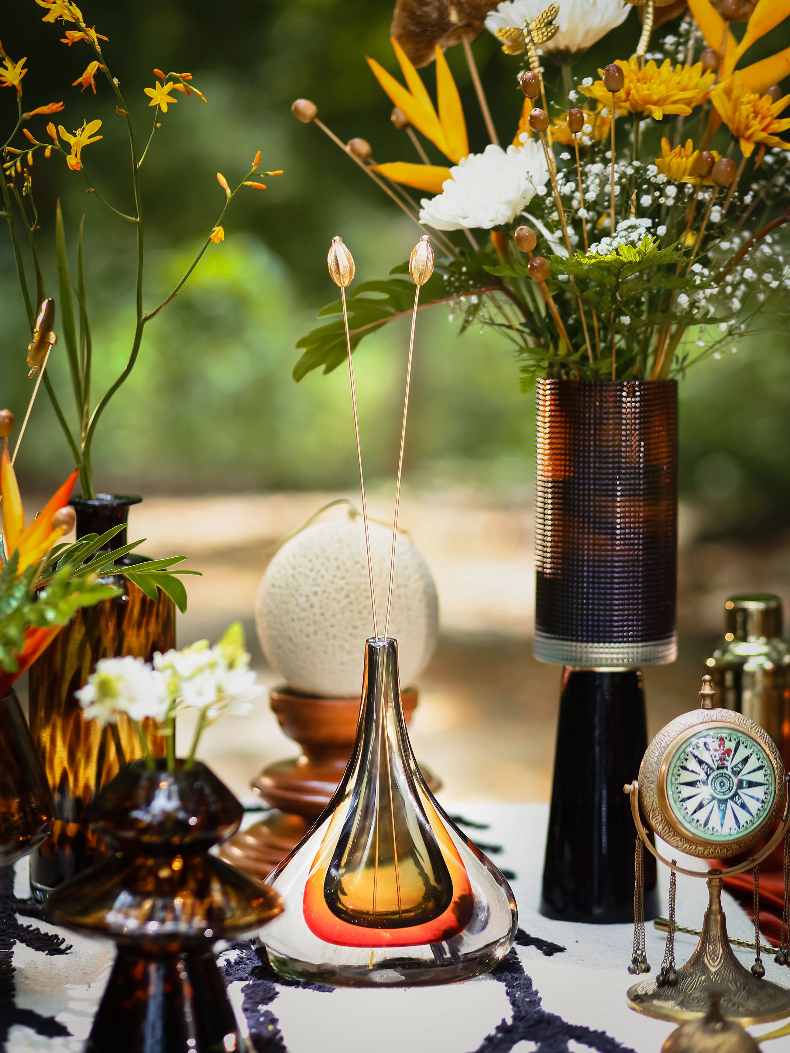 Amber Aura Glass Vase