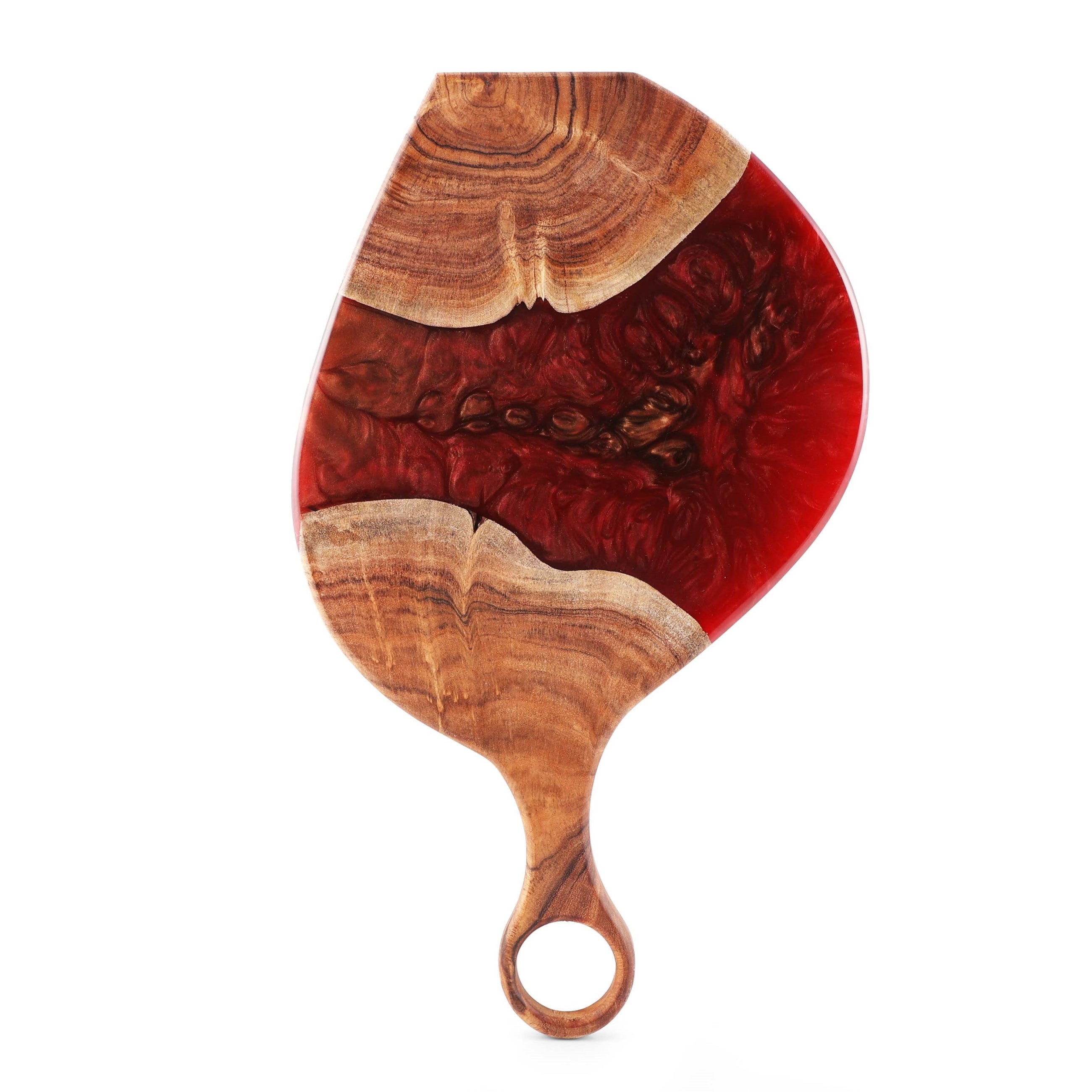 Cheese Board Platter – Acacia Wood with Pearl Red Resin Finish