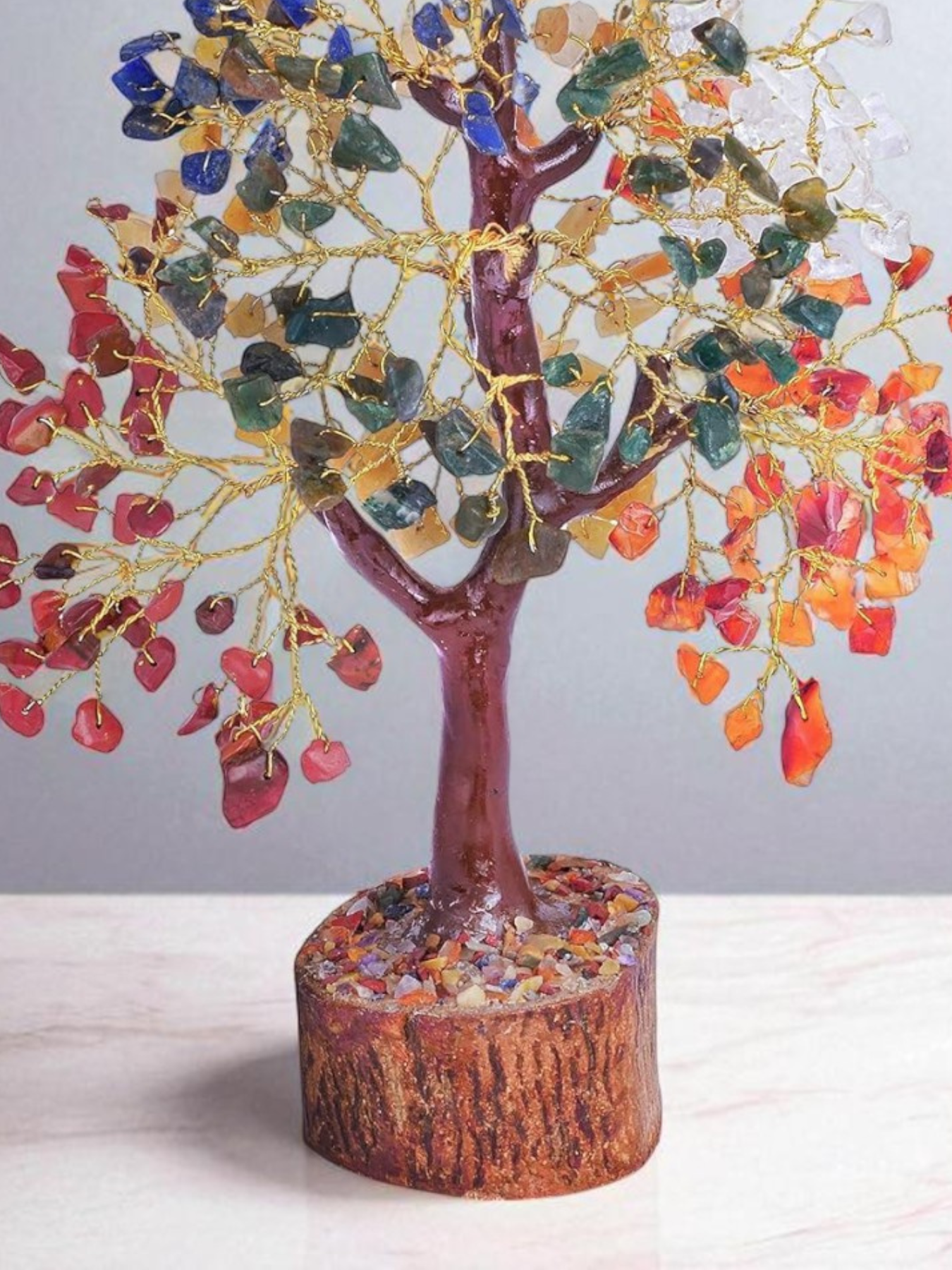 300 Beads 7 Chakra Crystal Tree with Natural Healing Gemstones