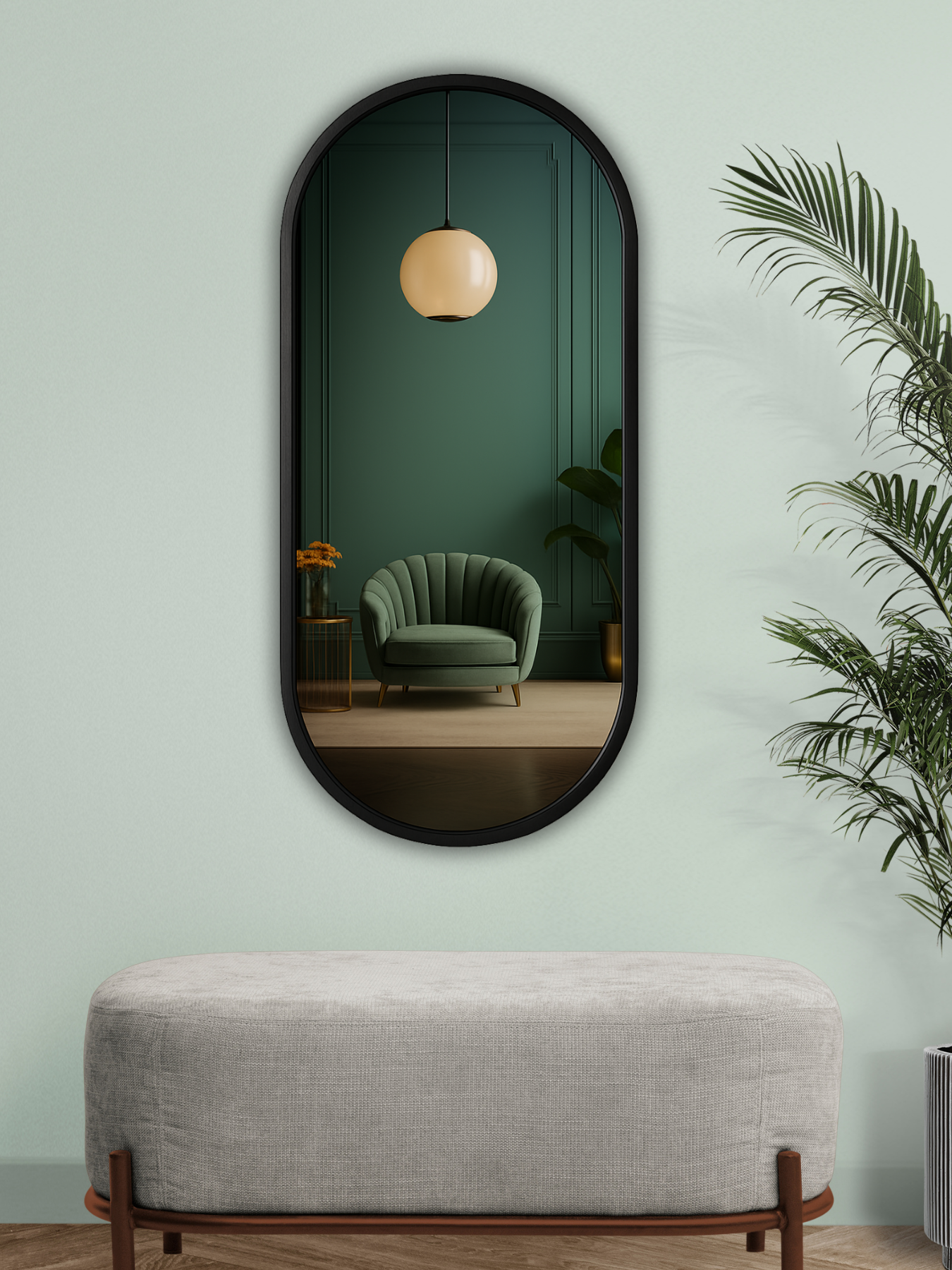 Classic Oblong Mirror- Black