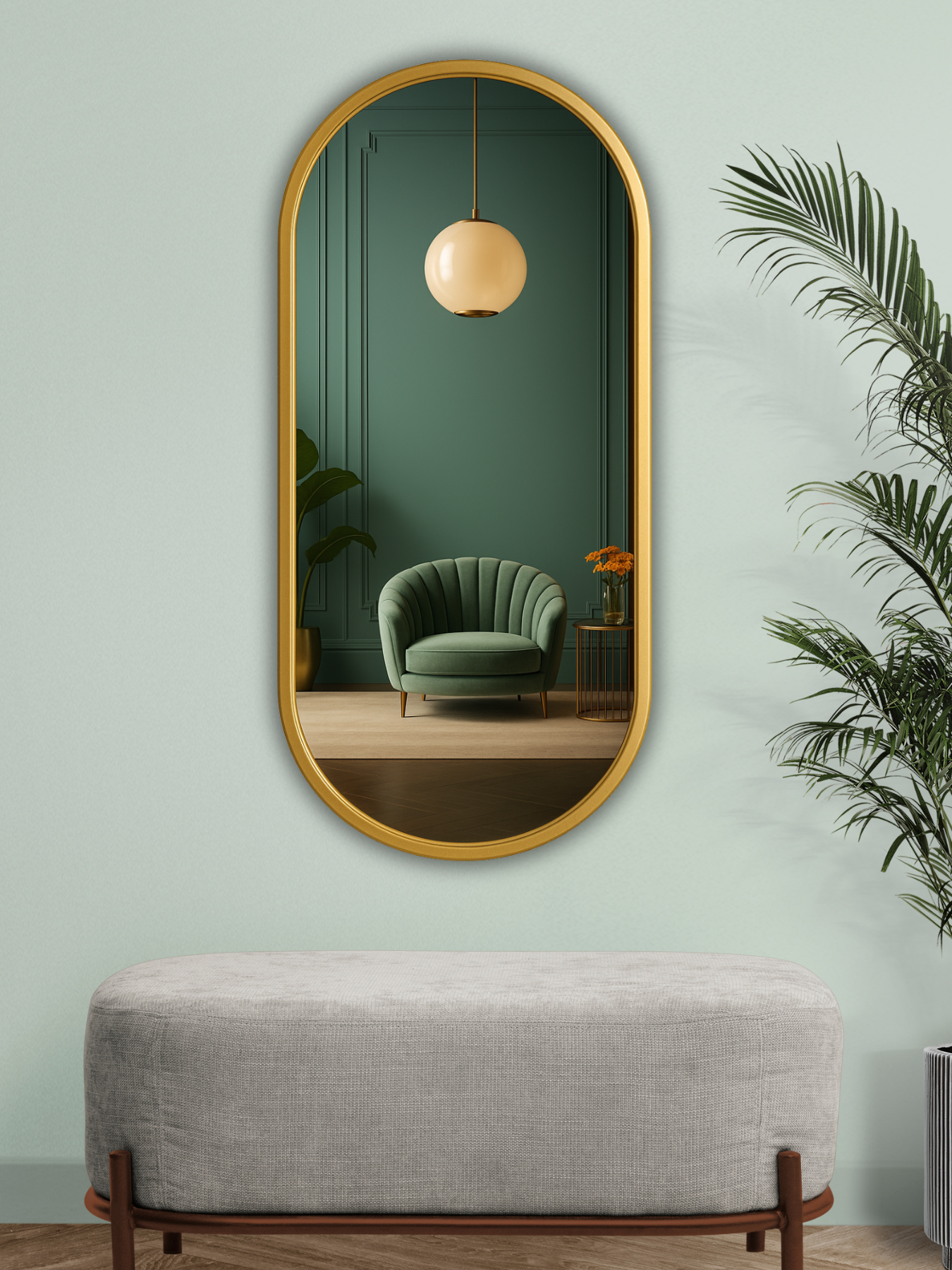 Classic Oblong Mirror- Gold