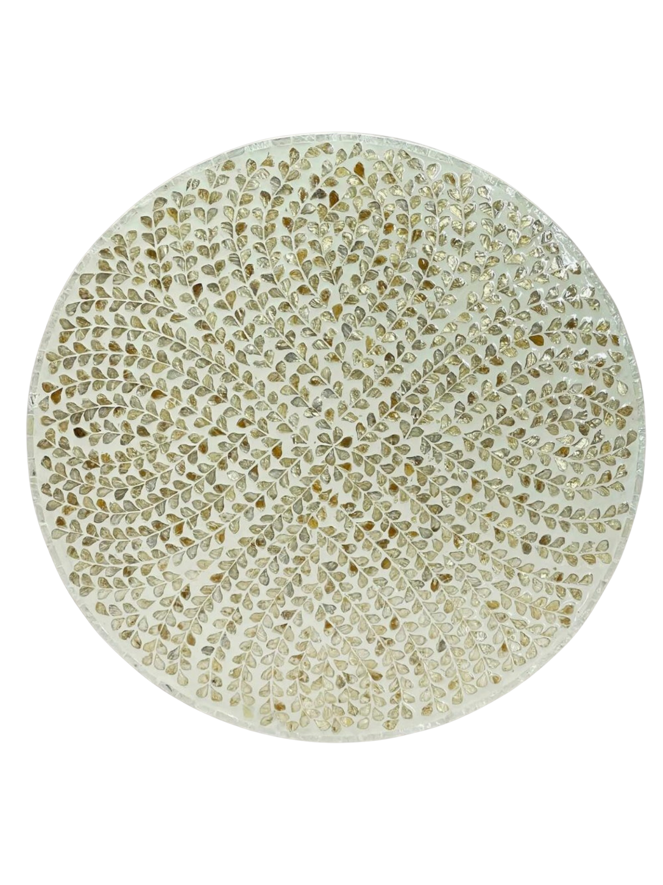 Mother of Pearl Round White Coffee Table- Cleo