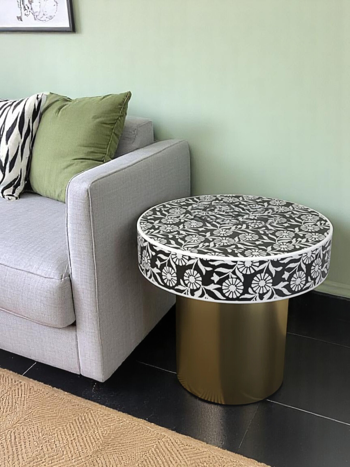 Inlay Round Side Table- Sunflower