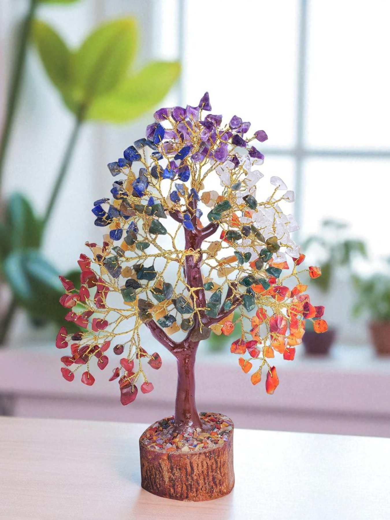 300 Beads 7 Chakra Crystal Tree with Natural Healing Gemstones
