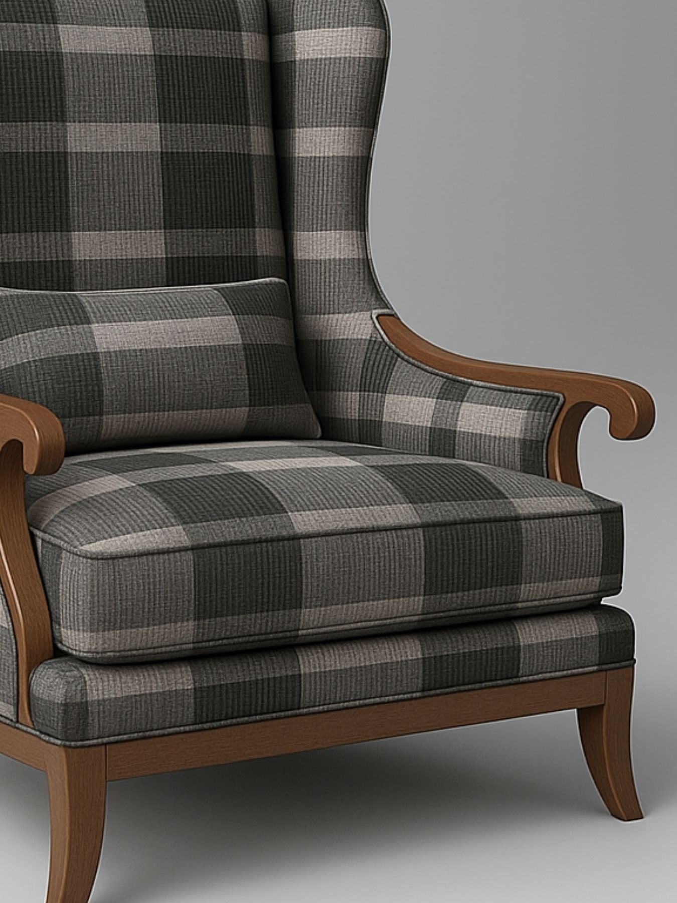 Elegant Wingback Accent Chair in Premium Velvet Fabric with Cushion