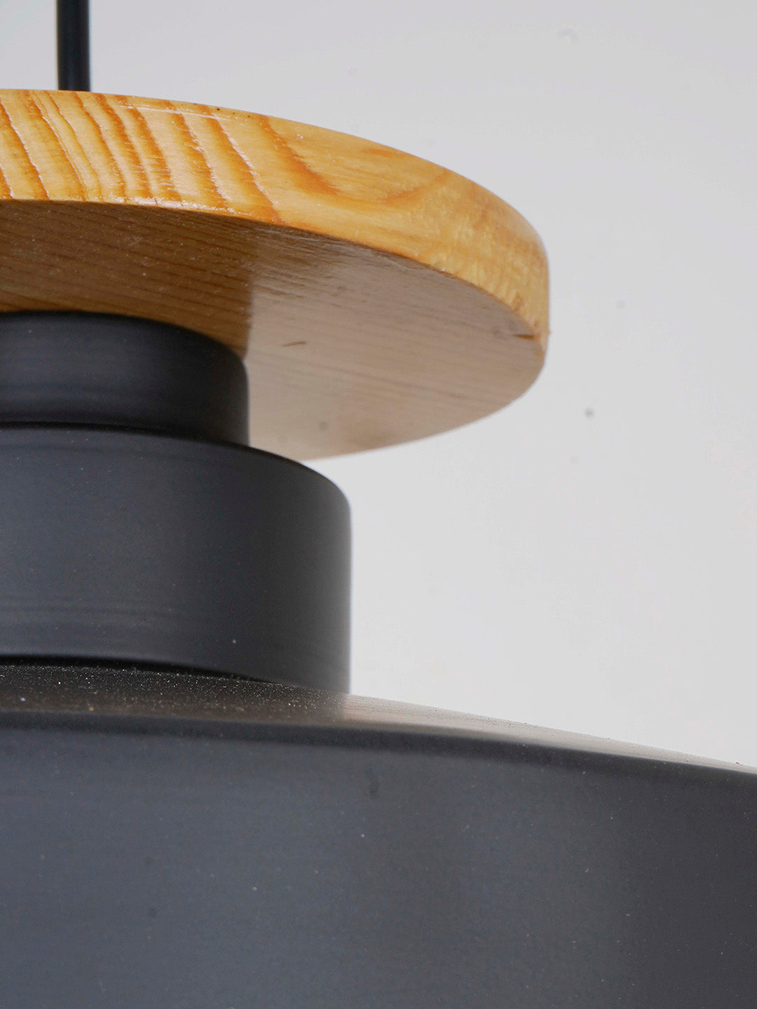 13-inch Black Modern Nordic Pendant Light with Wooden Base - for Home, Office, Cafes, and Restaurants