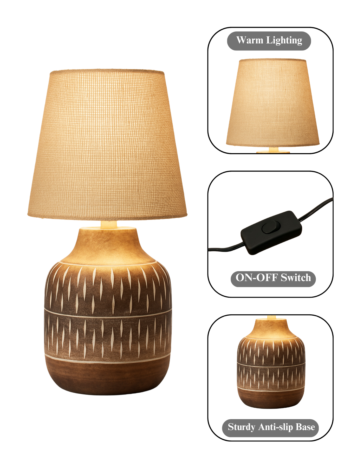 Wooden Table Lamp with Jute Shade