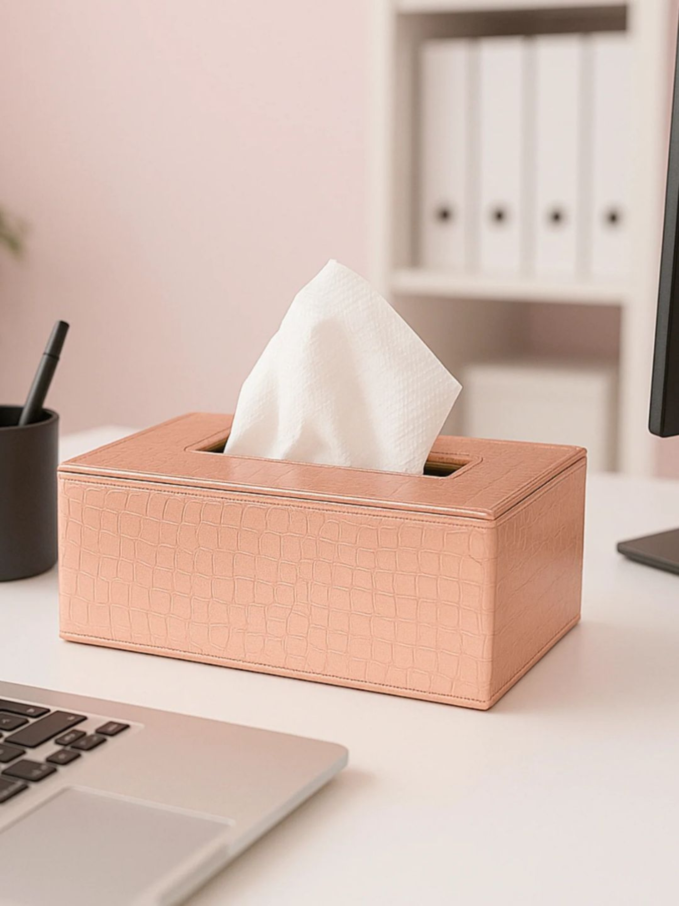 Leather Tissue Box-Rose Gold