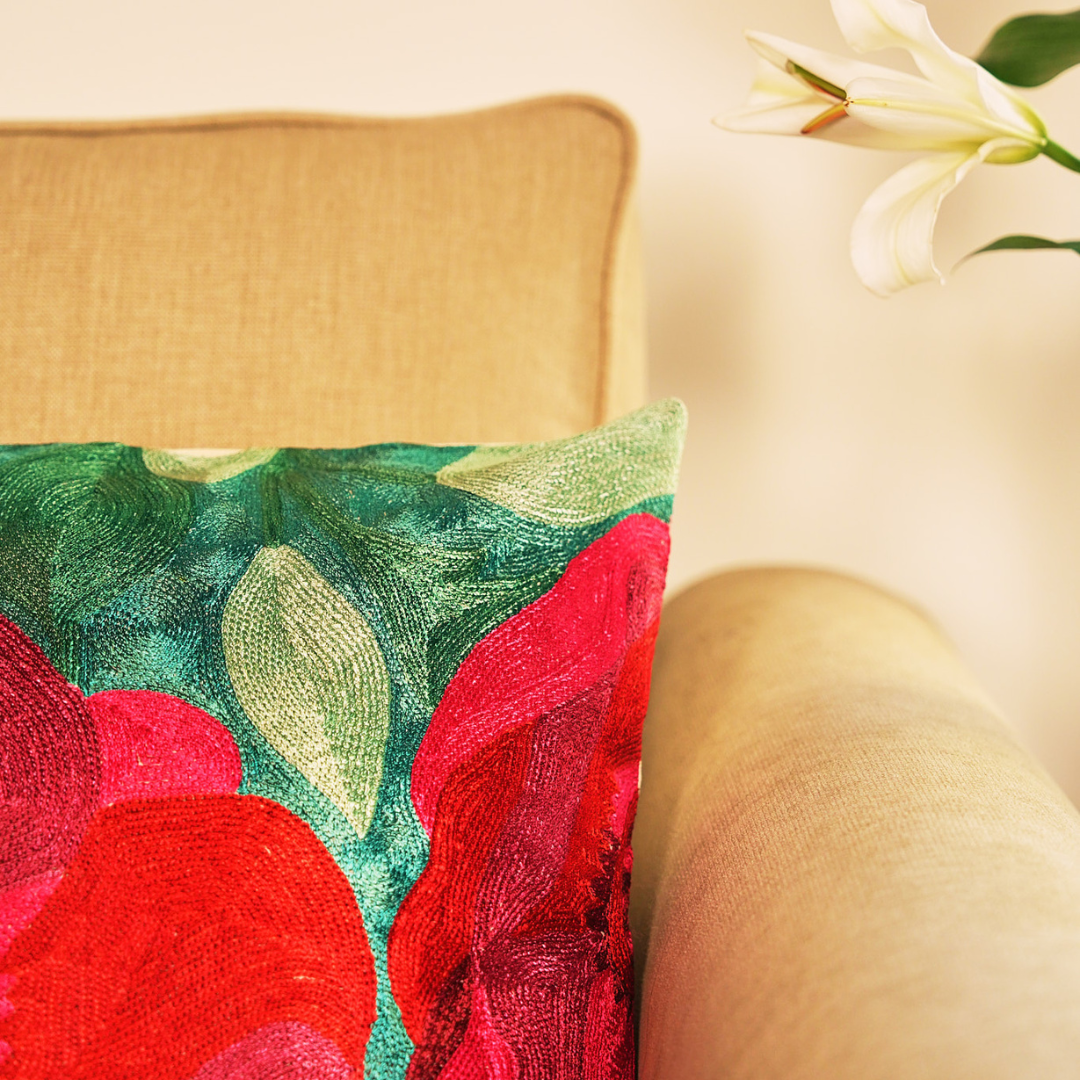 Jewel Green Floral Cushion Cover