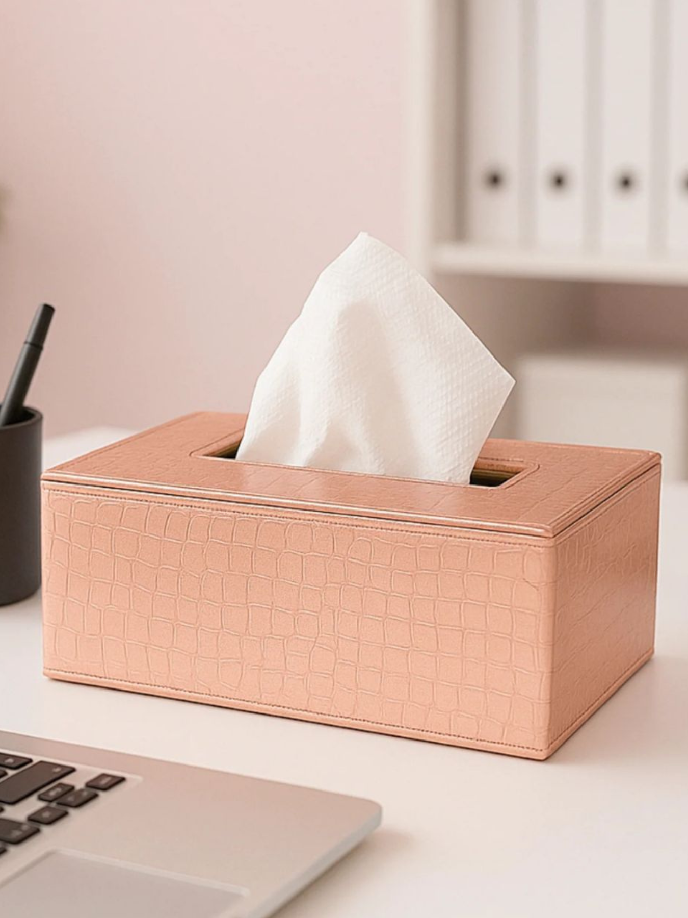 Leather Tissue Box-Rose Gold
