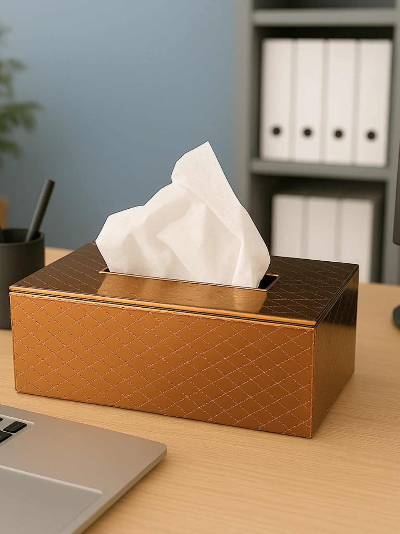 Leather Tissue Box-Copper Gold