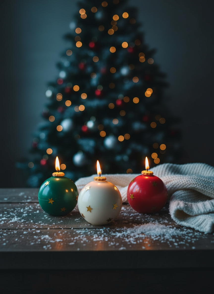 Christmas Ball Candle Set of 3