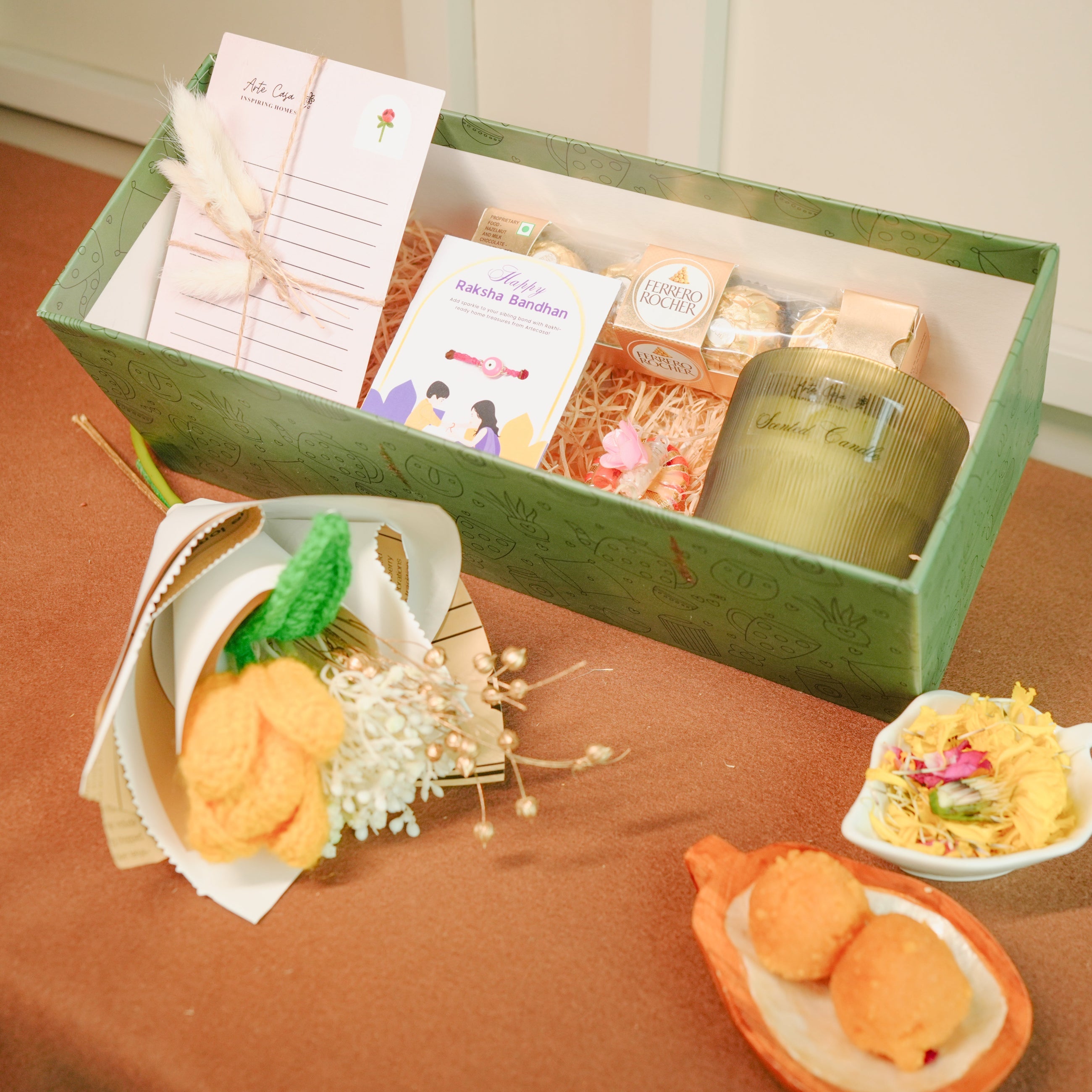 Rakhi hamper for flower lover bhai bhabhi