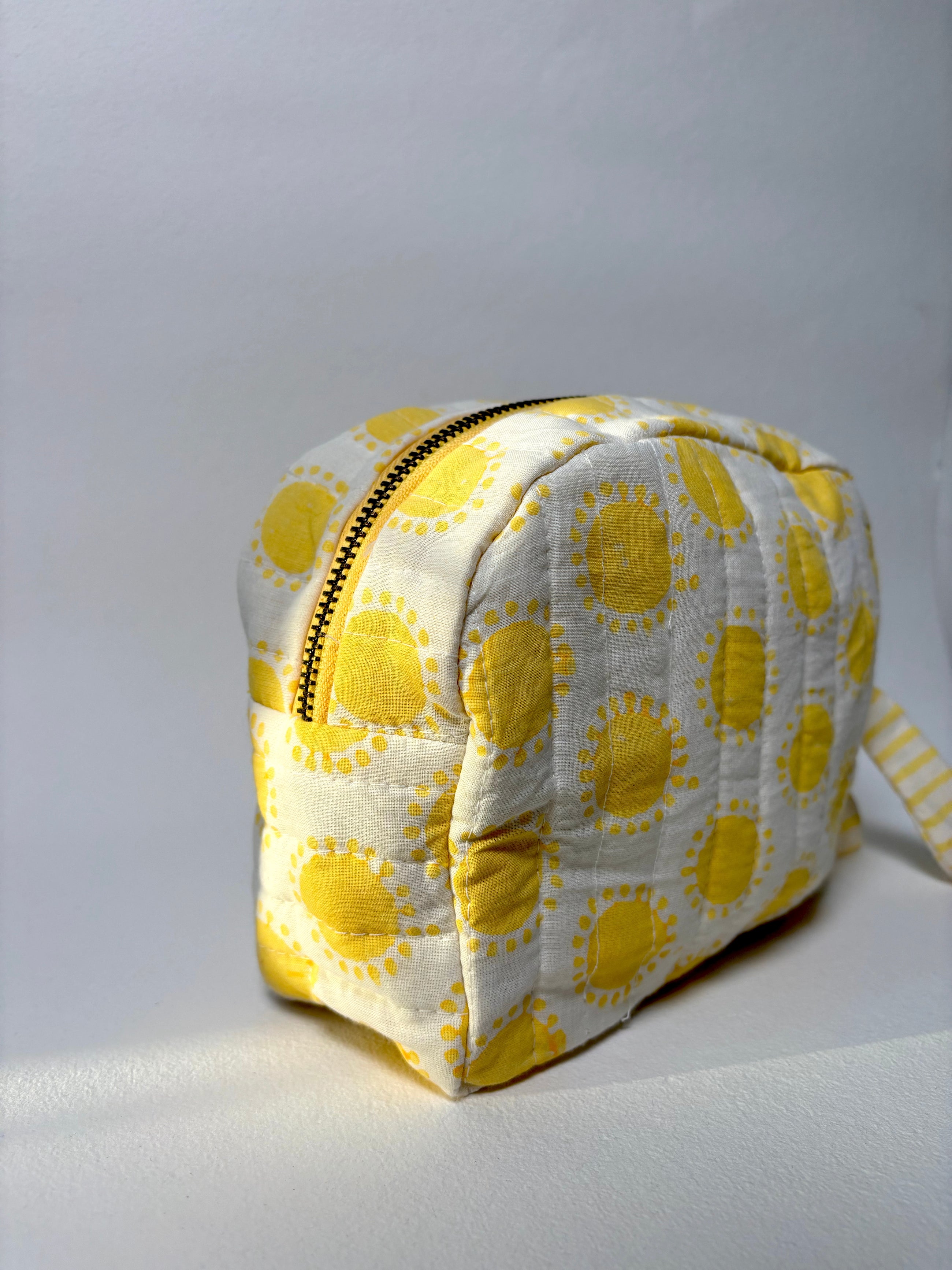 Sustainable Quilted Cotton Travel Pouch l Golden Hour Classic Organizer
