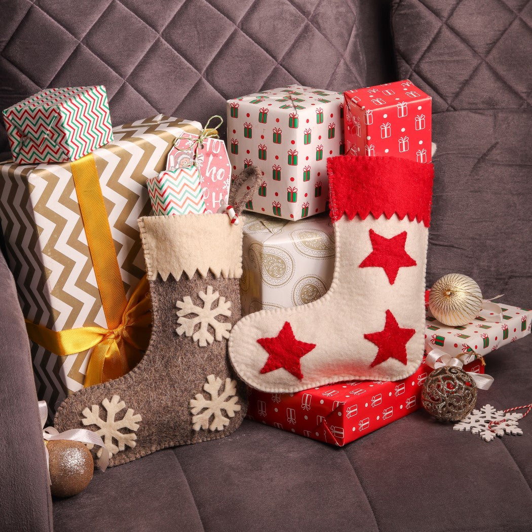 Felt Christmas Stockings Set – Stars & Snowflakes