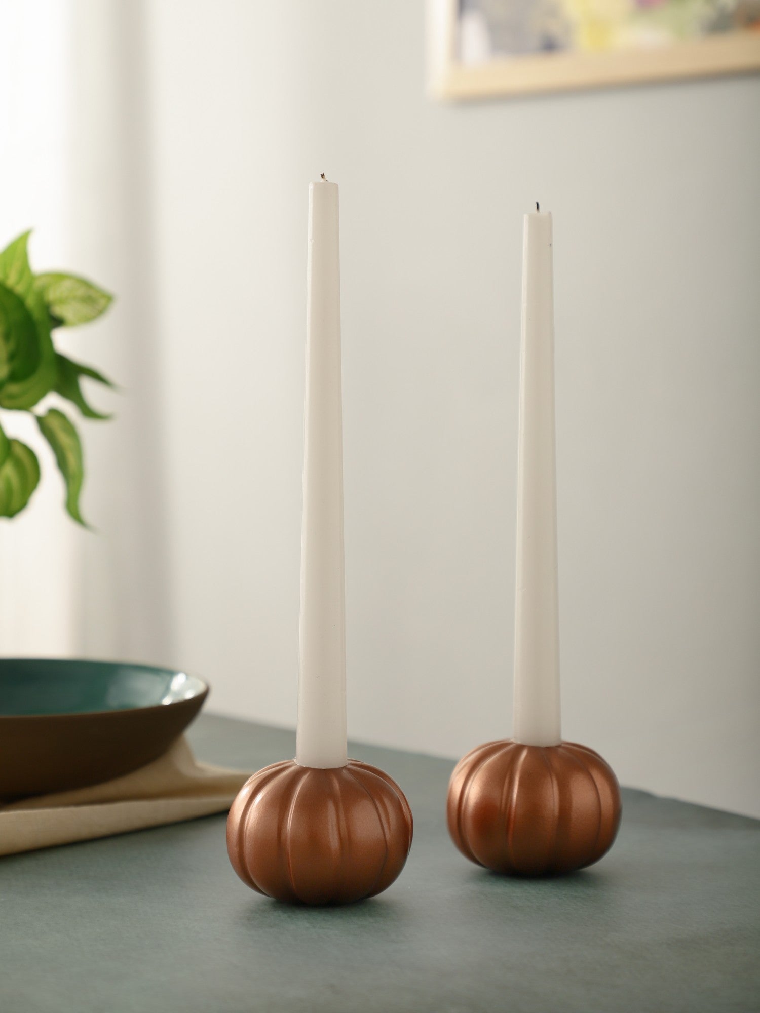 Rose Gold Pumpkin Candle Holder