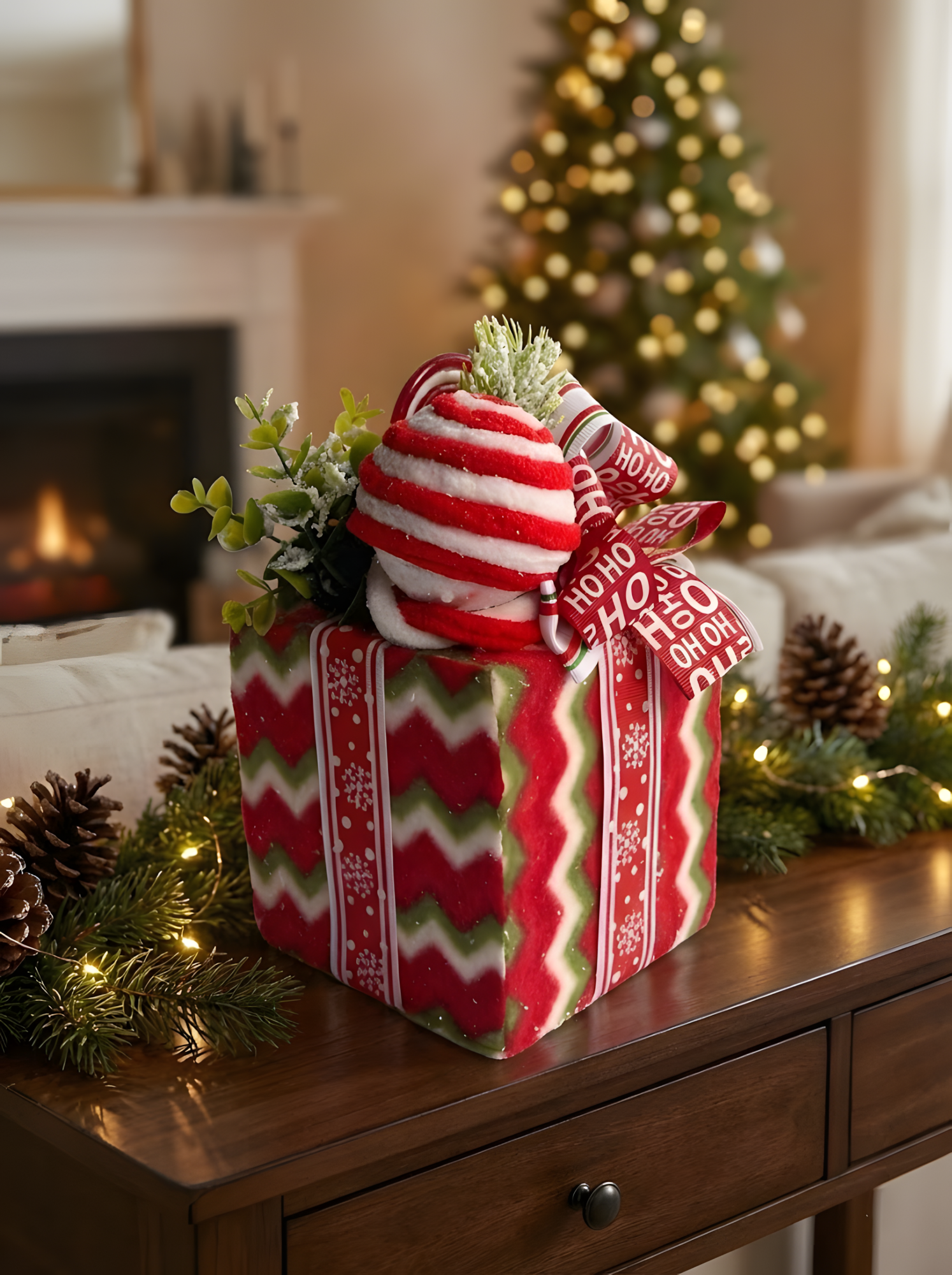 Decorative Christmas Box For Mantel and Shelf