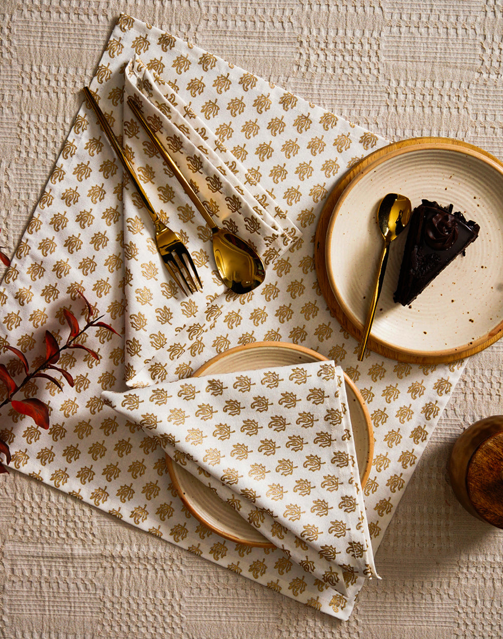 Set of 6 - 16" - Decortive Floral 100% Cotton Table Napkins