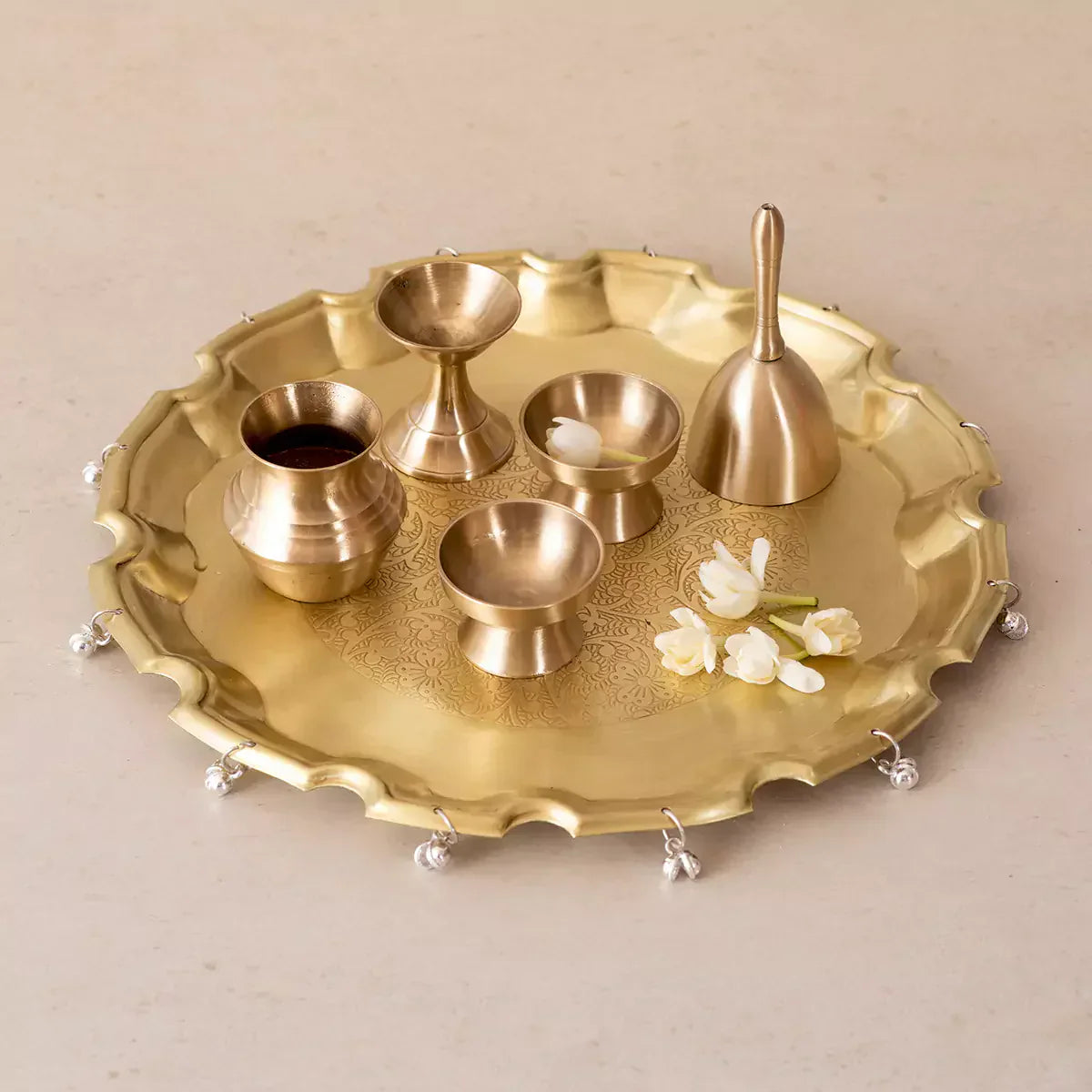 Ghunghroo Brass Pooja Thaali Set