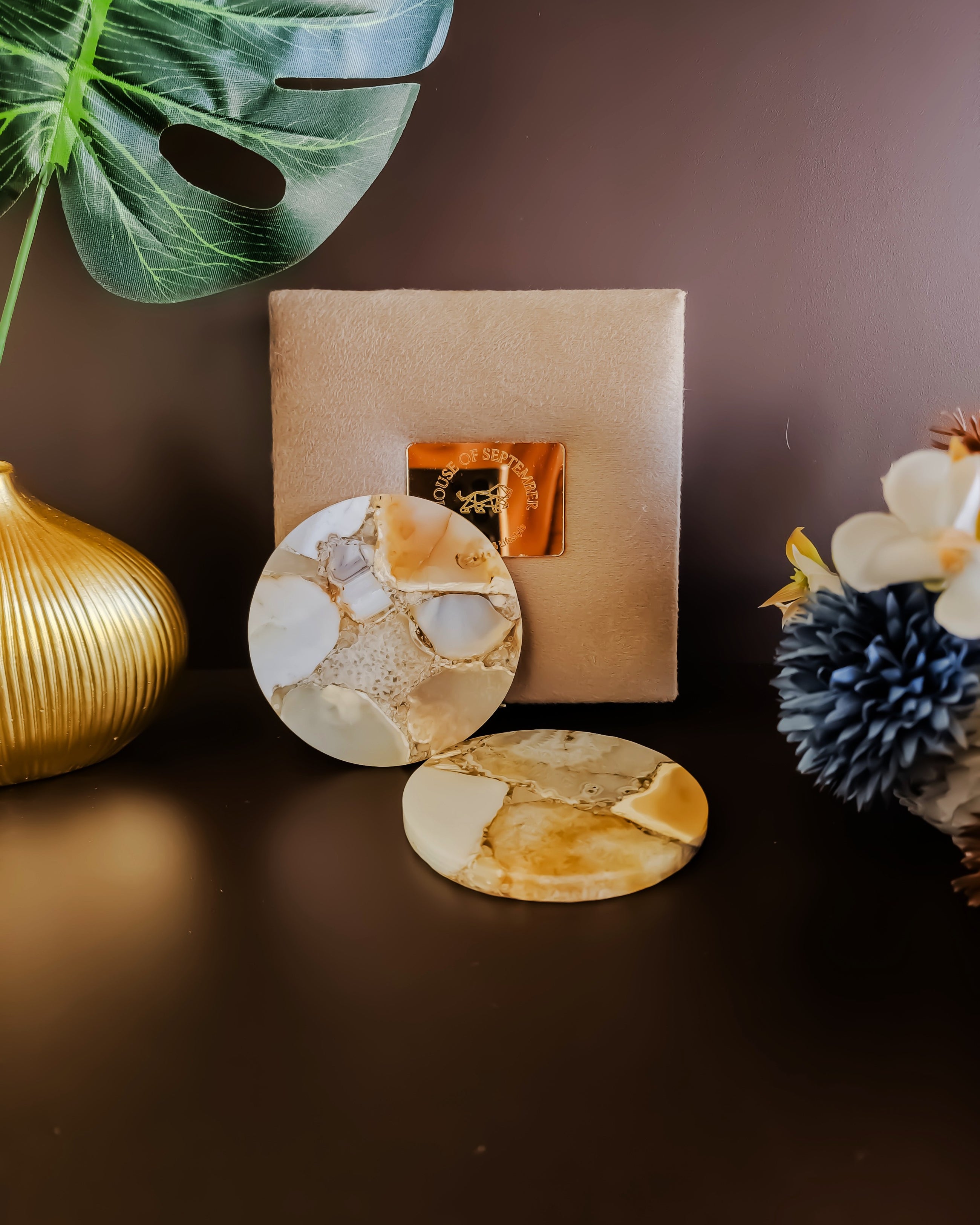 Natural Agate Coaster - Round ( Set Of 2 )