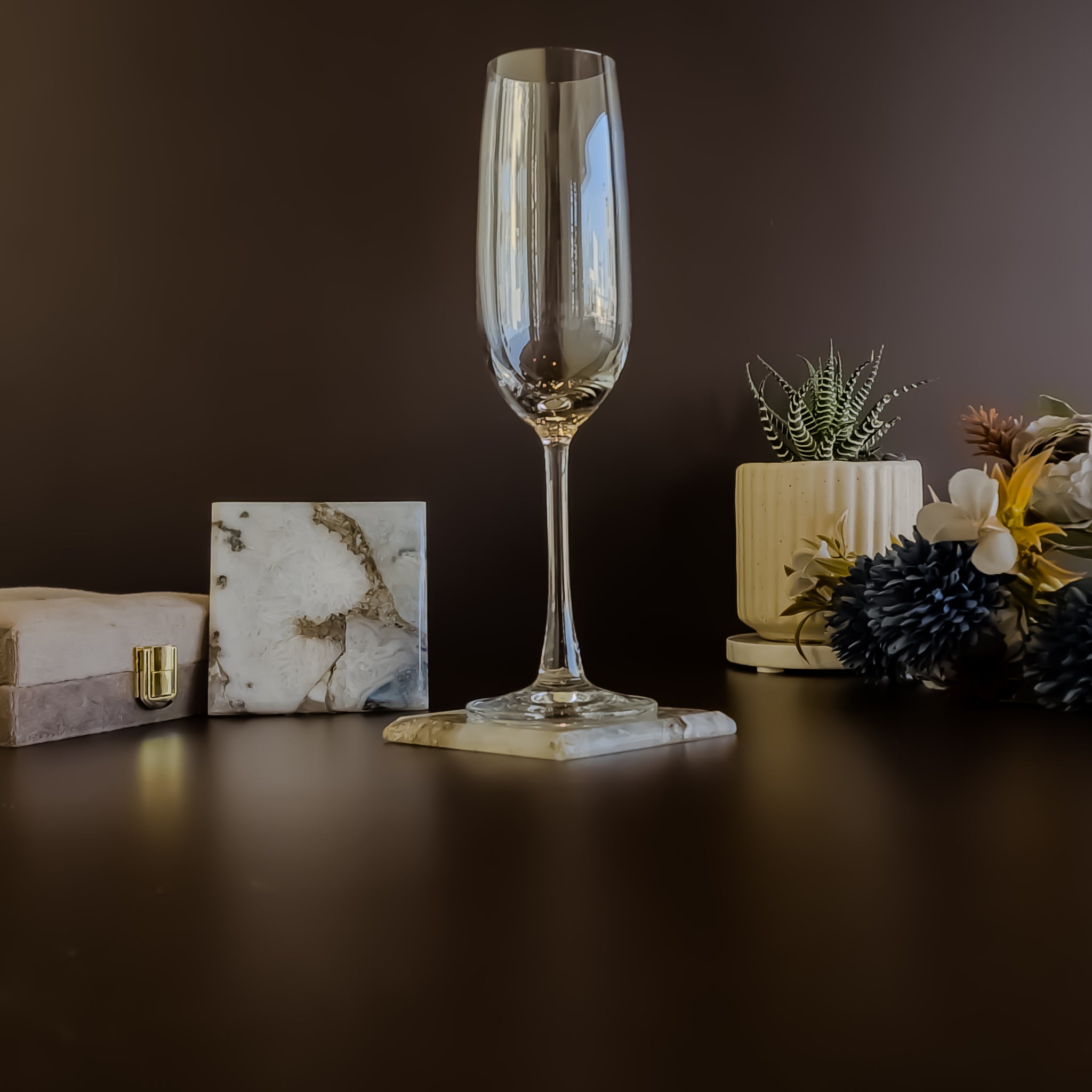 Natural Agate Coaster - Square ( Set Of 2 )