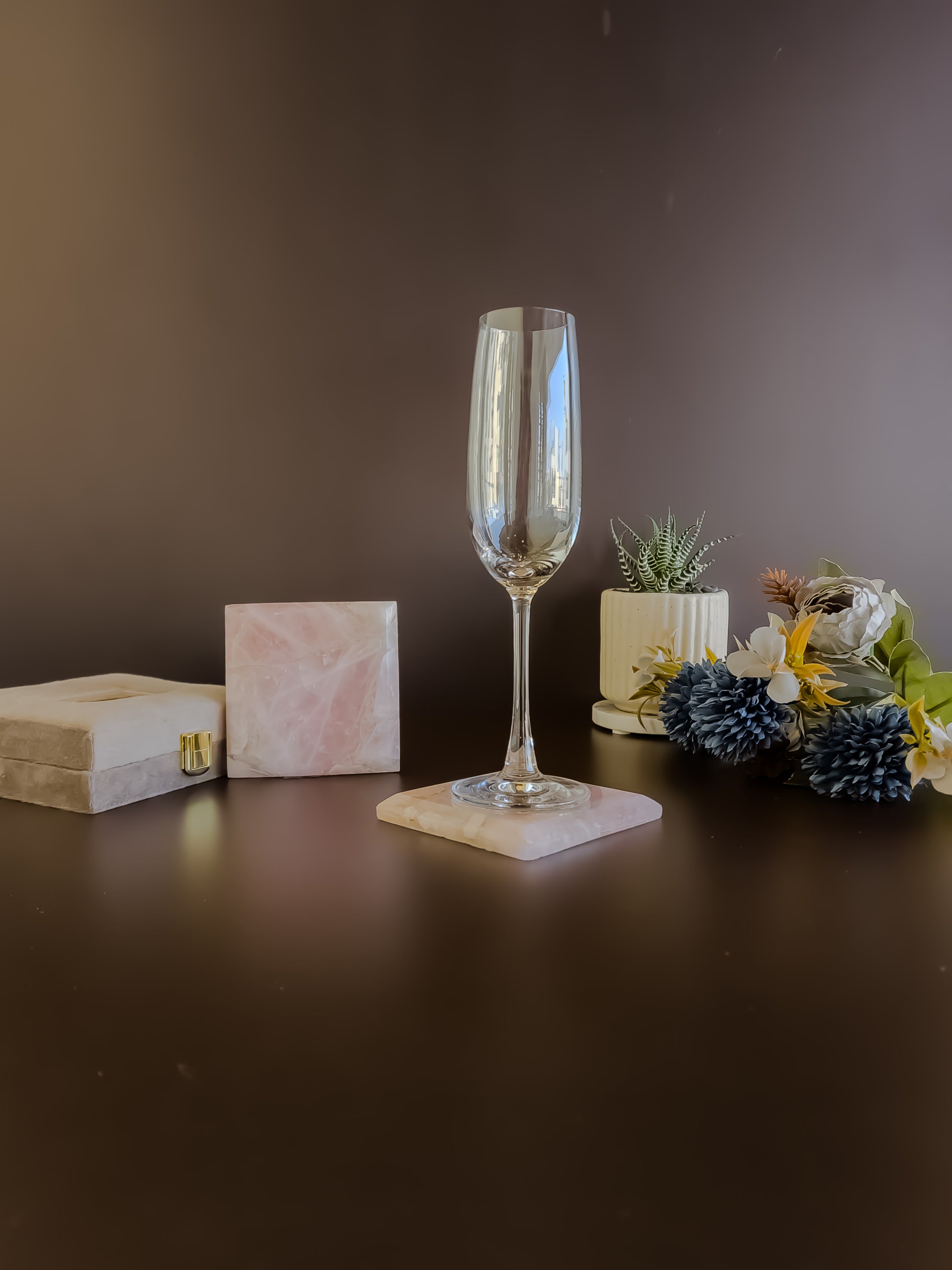 Rose Quartz Coaster- Square ( Set Of 2 )