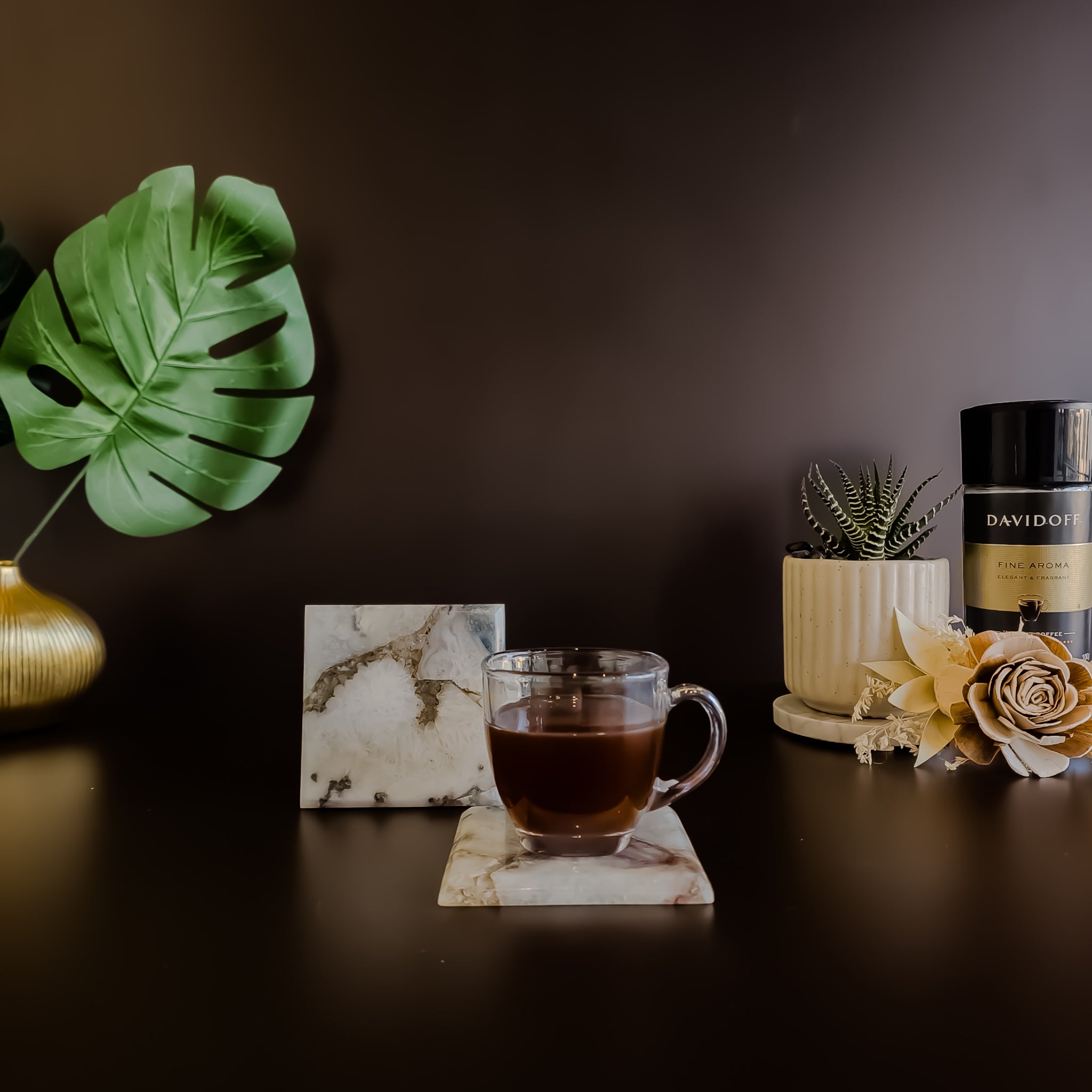 Natural Agate Coaster - Square ( Set Of 2 )