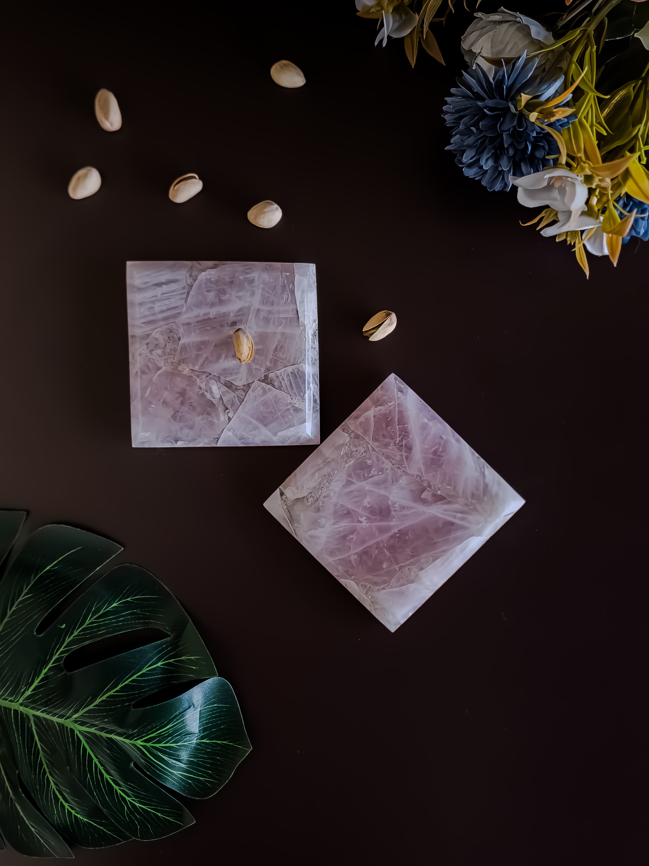 Rose Quartz Coaster- Square ( Set Of 2 )