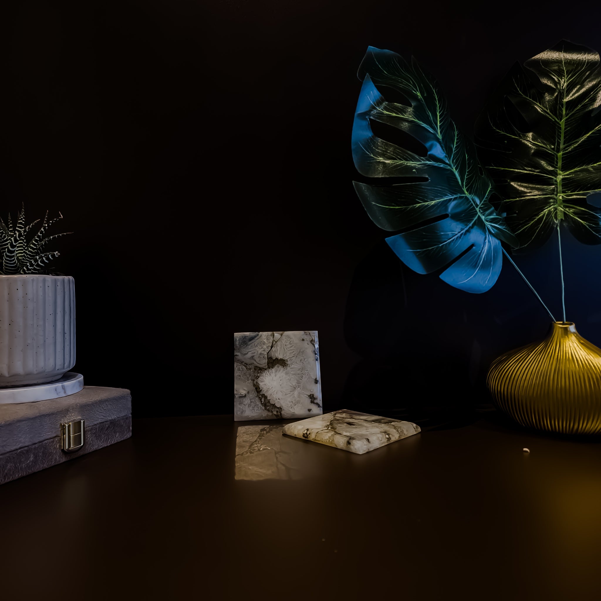 Natural Agate Coaster - Square ( Set Of 2 )