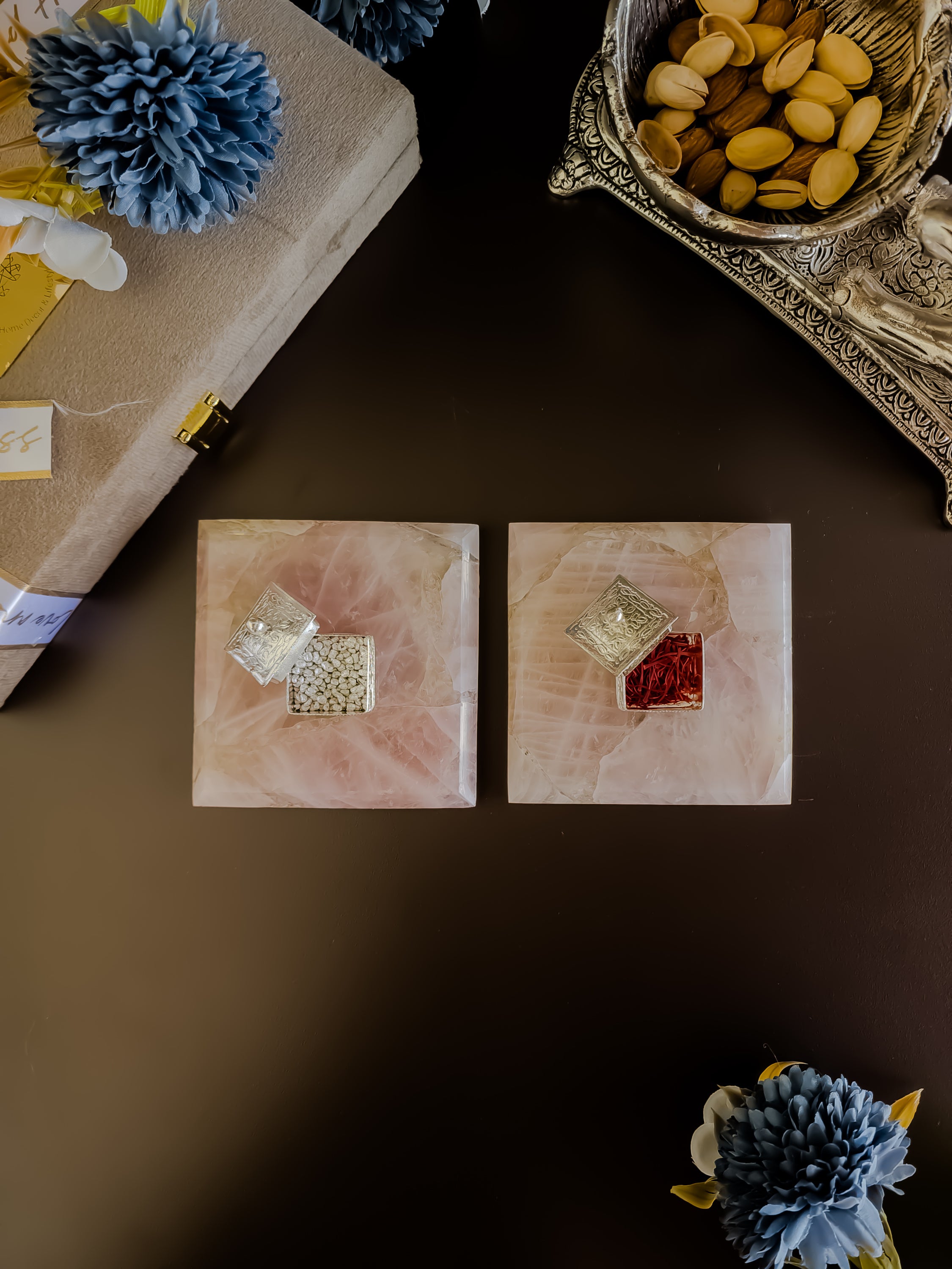 Rose Quartz Kesar Elaichi Luxe Set