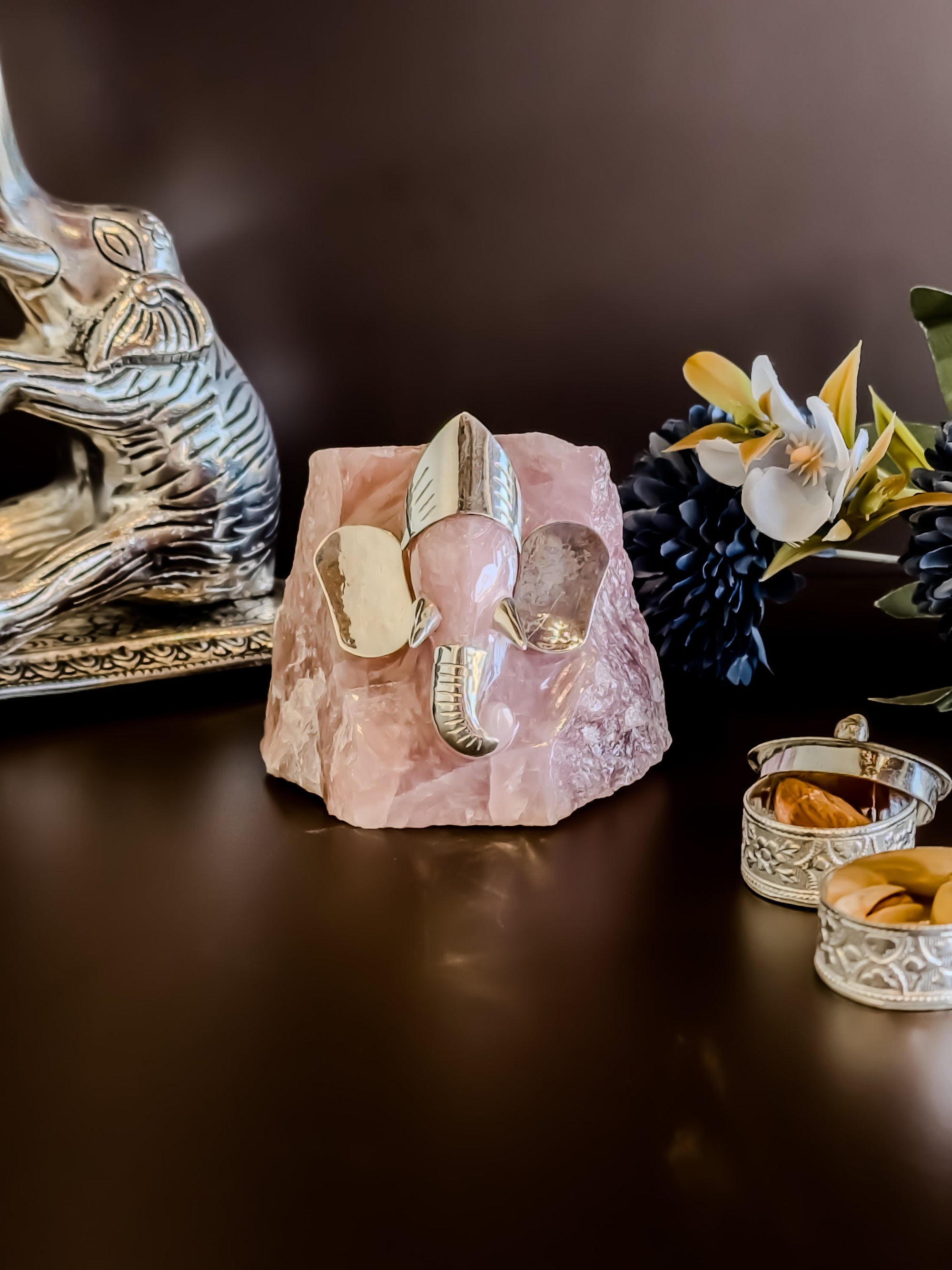 Ganesha Rose Quartz Figurine