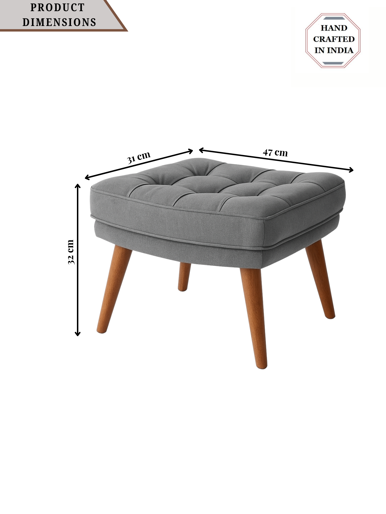 Living Room Stool with Soft Fabric, Comfortable Cushion, and Ottoman Footrest