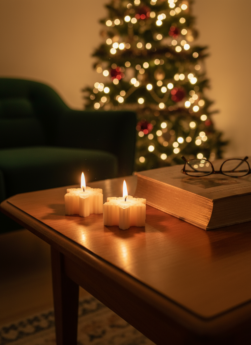 Snowflake Candles Set of 2