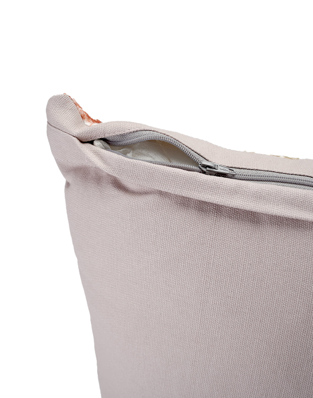 Set Of 2 - Peach Cotton Print Cushion Cover - 18"X18"