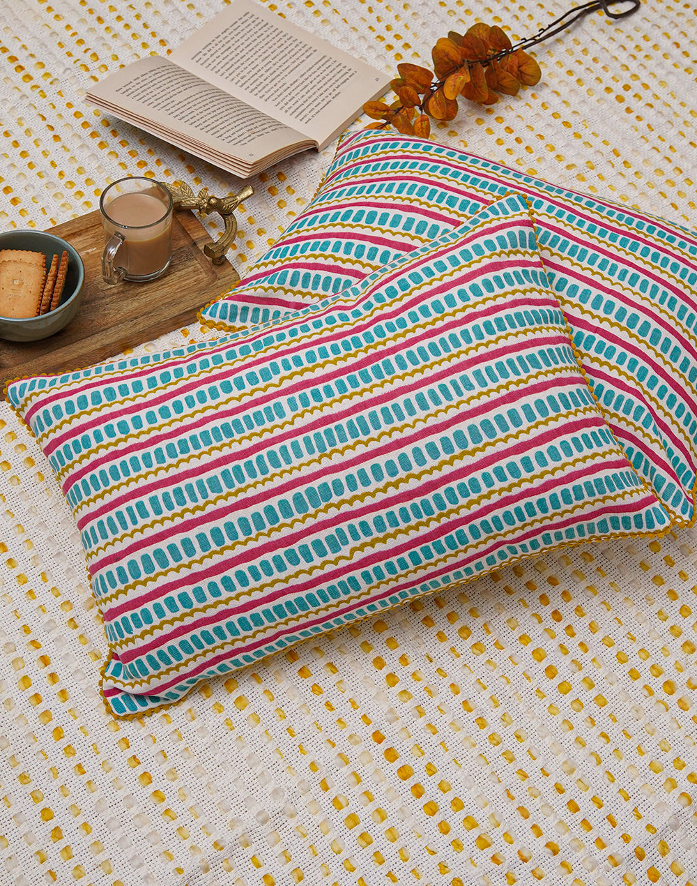 Set Of 2 - Abstract Green Cushion Cover - 12"X18"