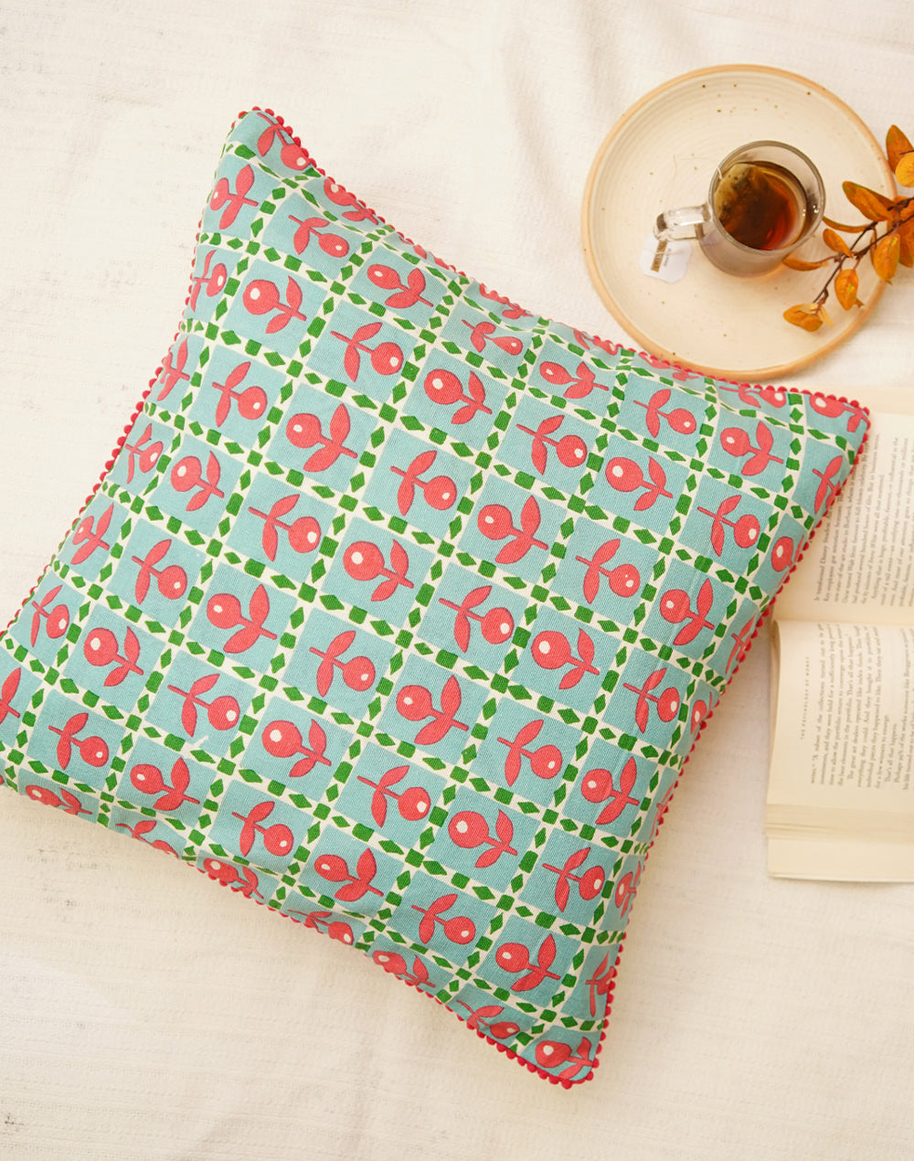 Set Of 2 - Checks Green Cushion Cover - 16"X16"