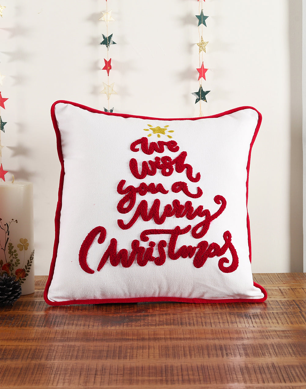 CUSHION COVER Embroidery MERRY WISHES