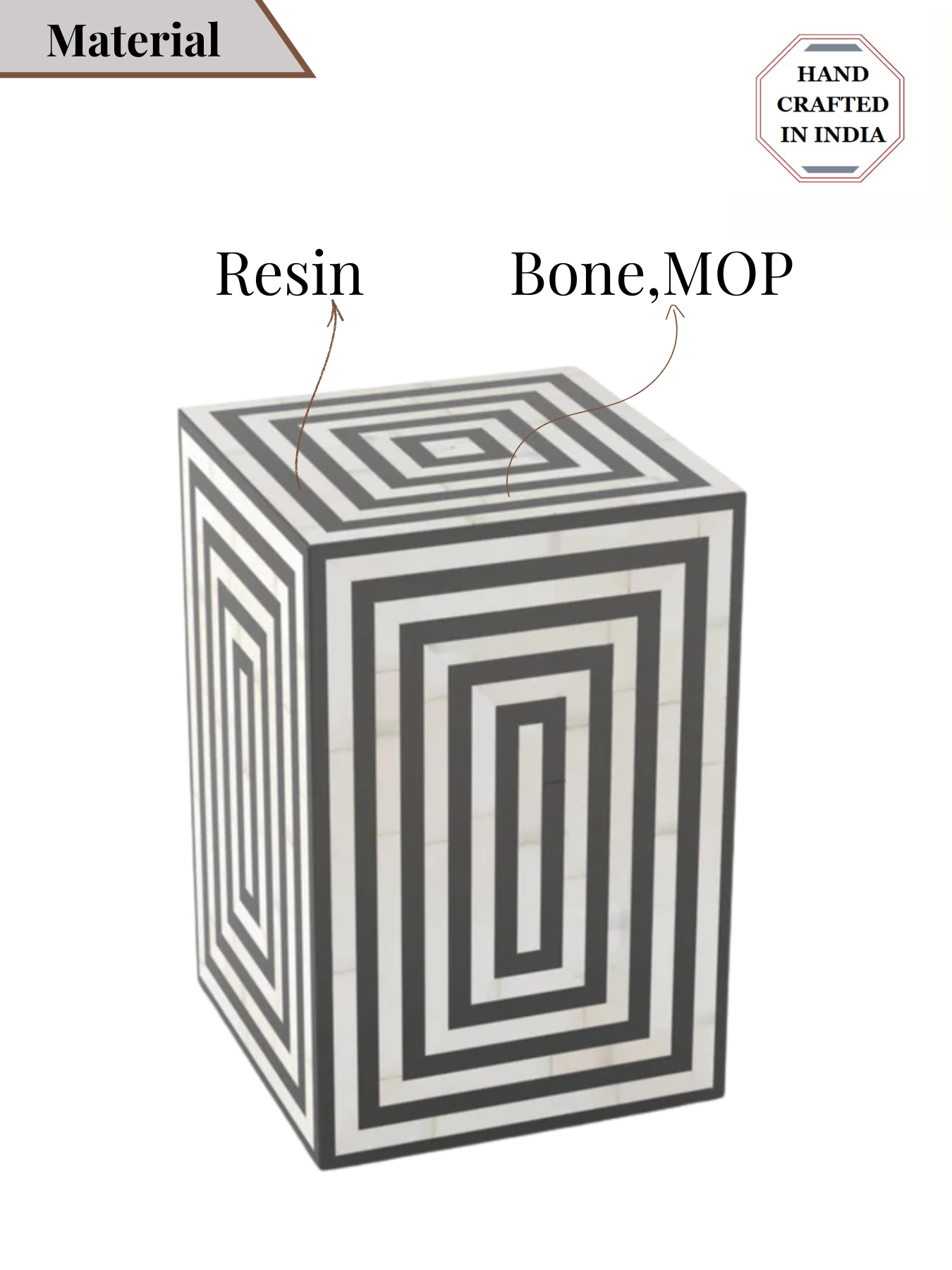 Inlay Rectangular Bedside Table - Layla