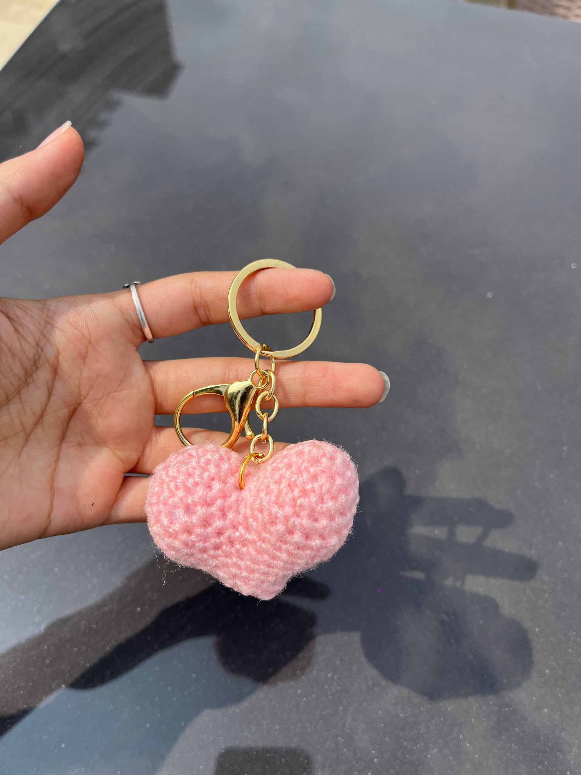Crochet heart keychain