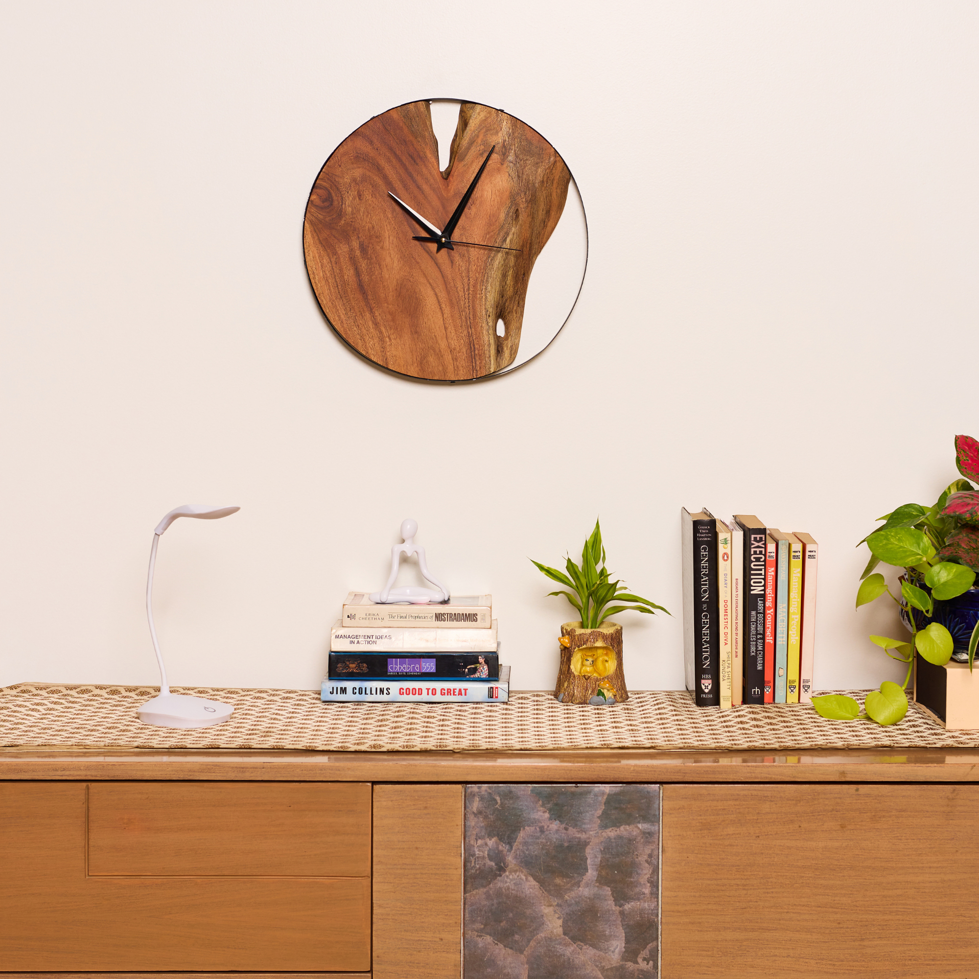 Elegant Wooden Wall Clock – Natural Acacia Wood