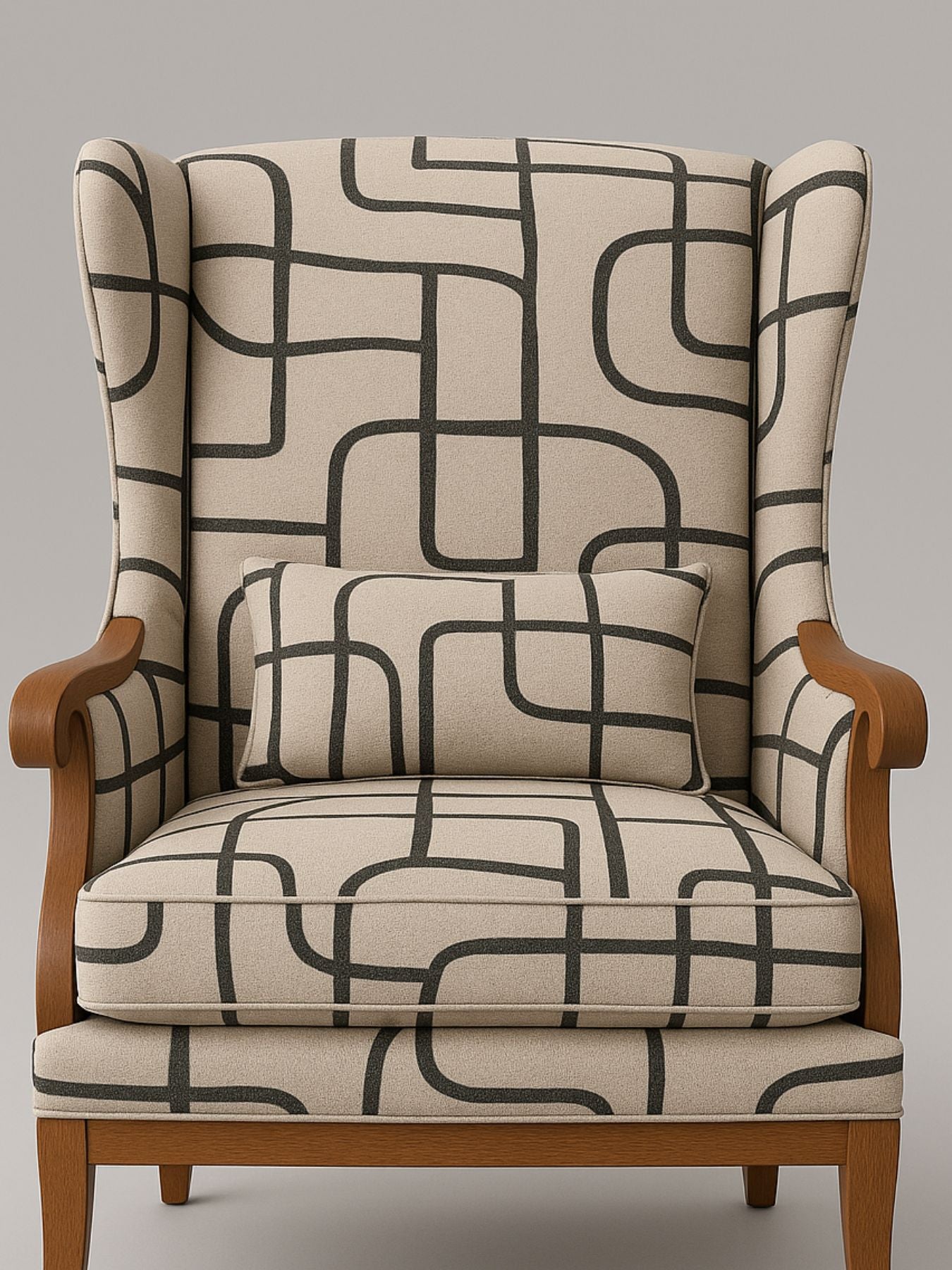 Modern Wingback Accent Chair with Contemporary Fabric