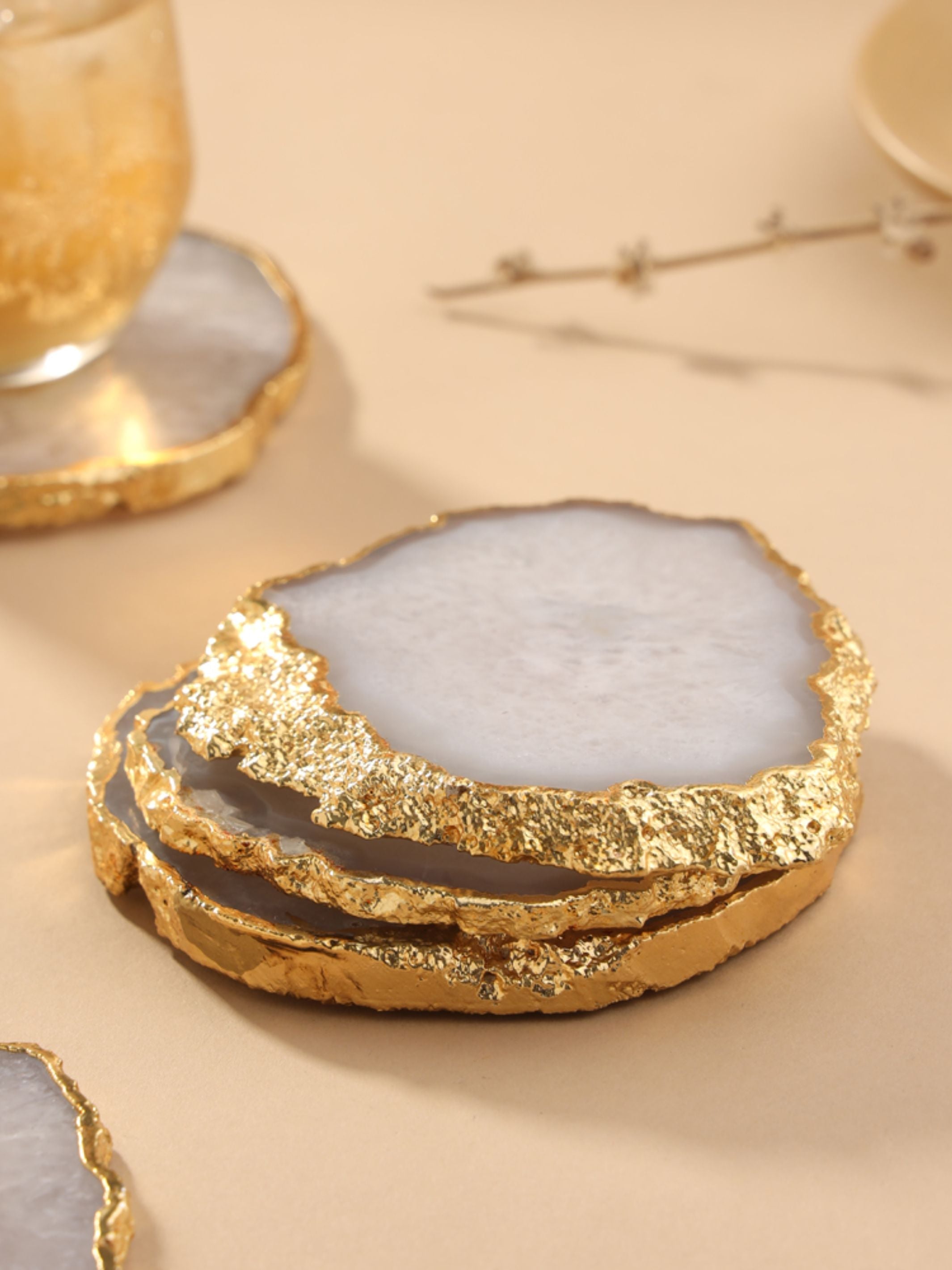 Agate Coasters Natural Set of 4