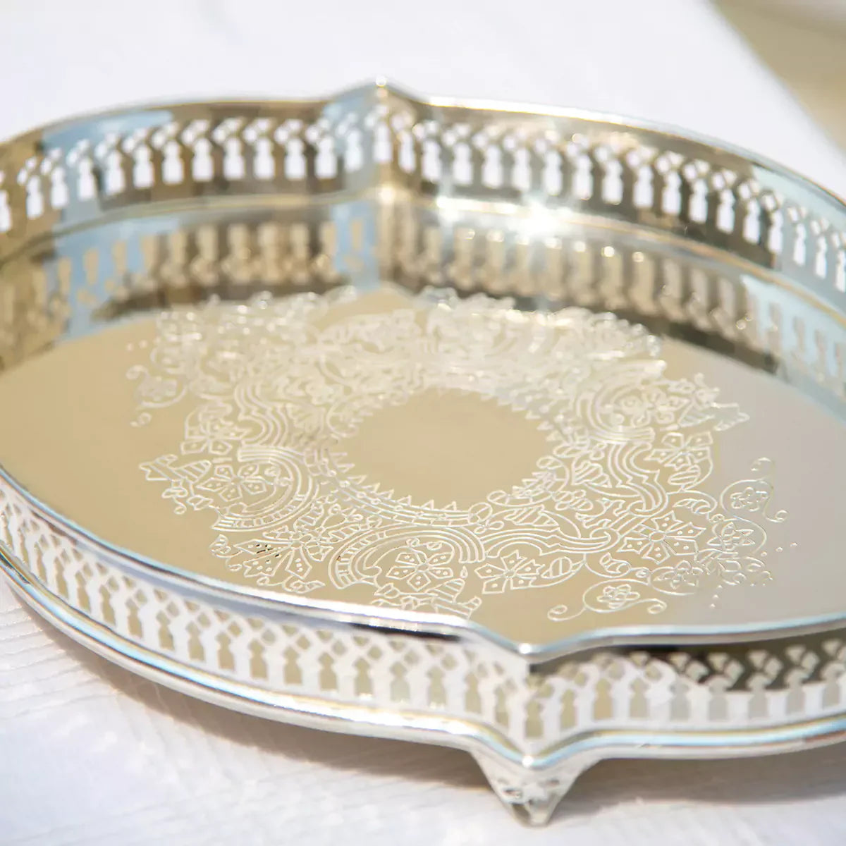 Victorian Curve Tray Large Silver