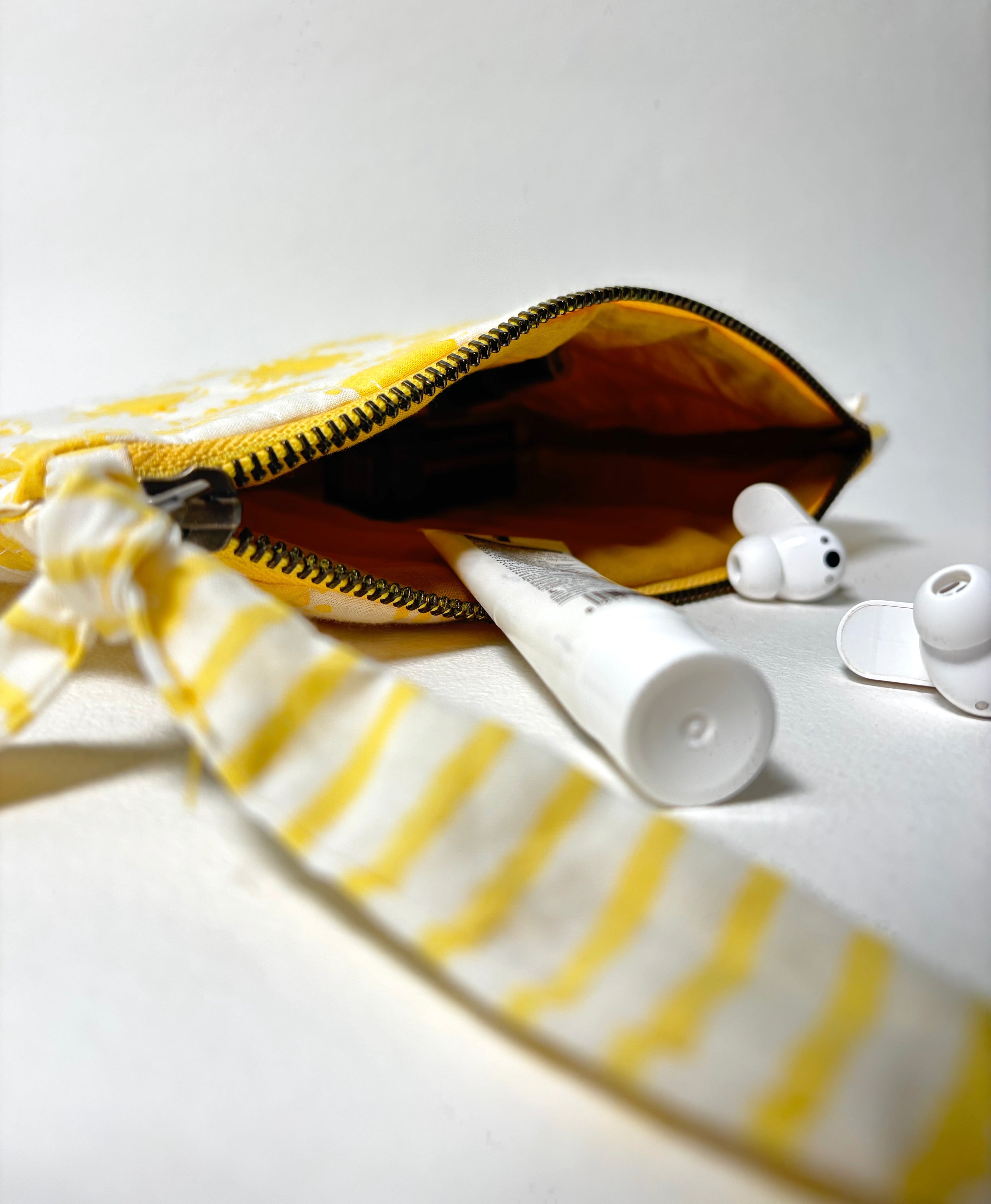 Sustainable Quilted Cotton Travel Pouch l Golden Hour Organizer