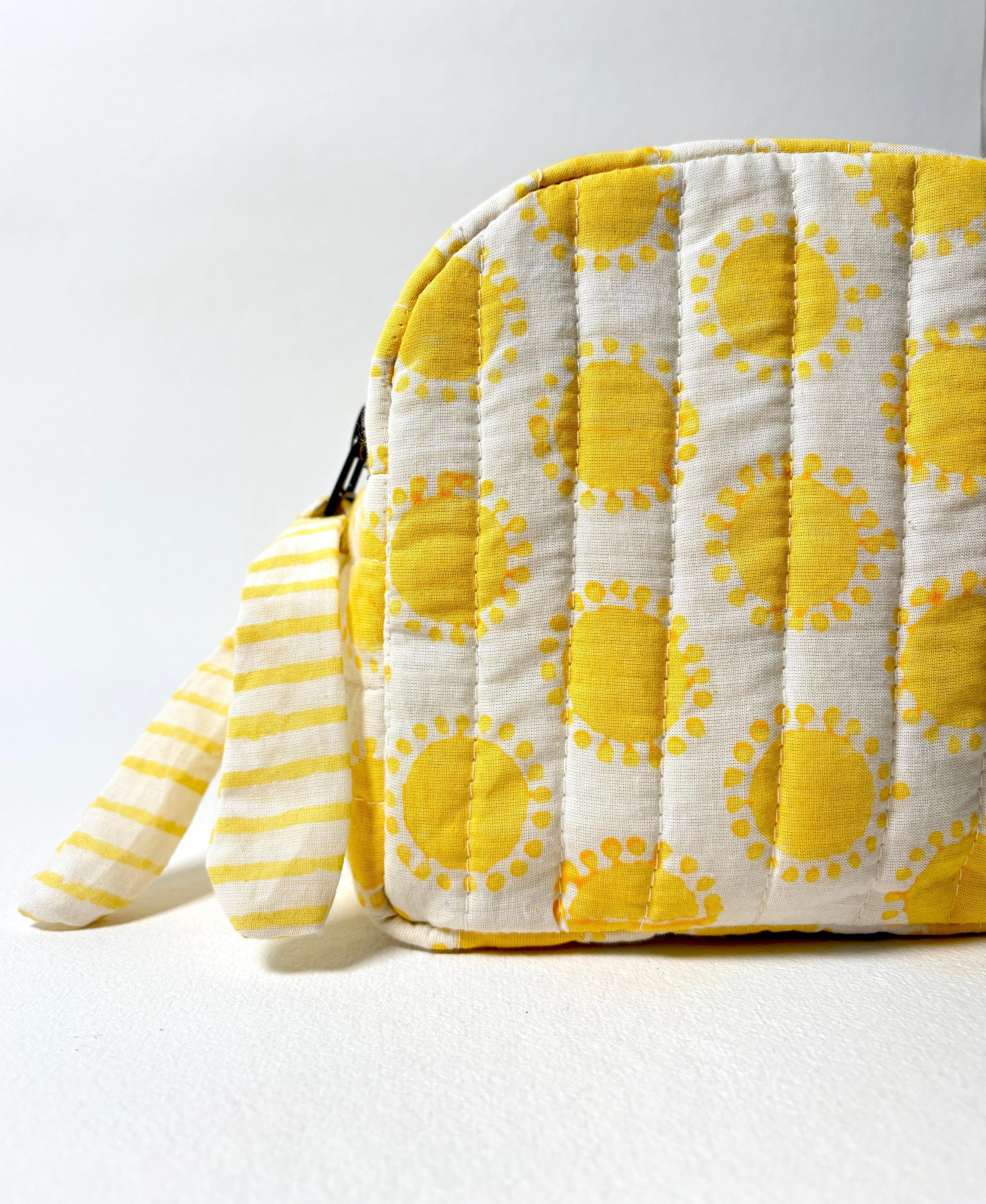 Sustainable Quilted Cotton Travel Pouch l Golden Hour Classic Organizer