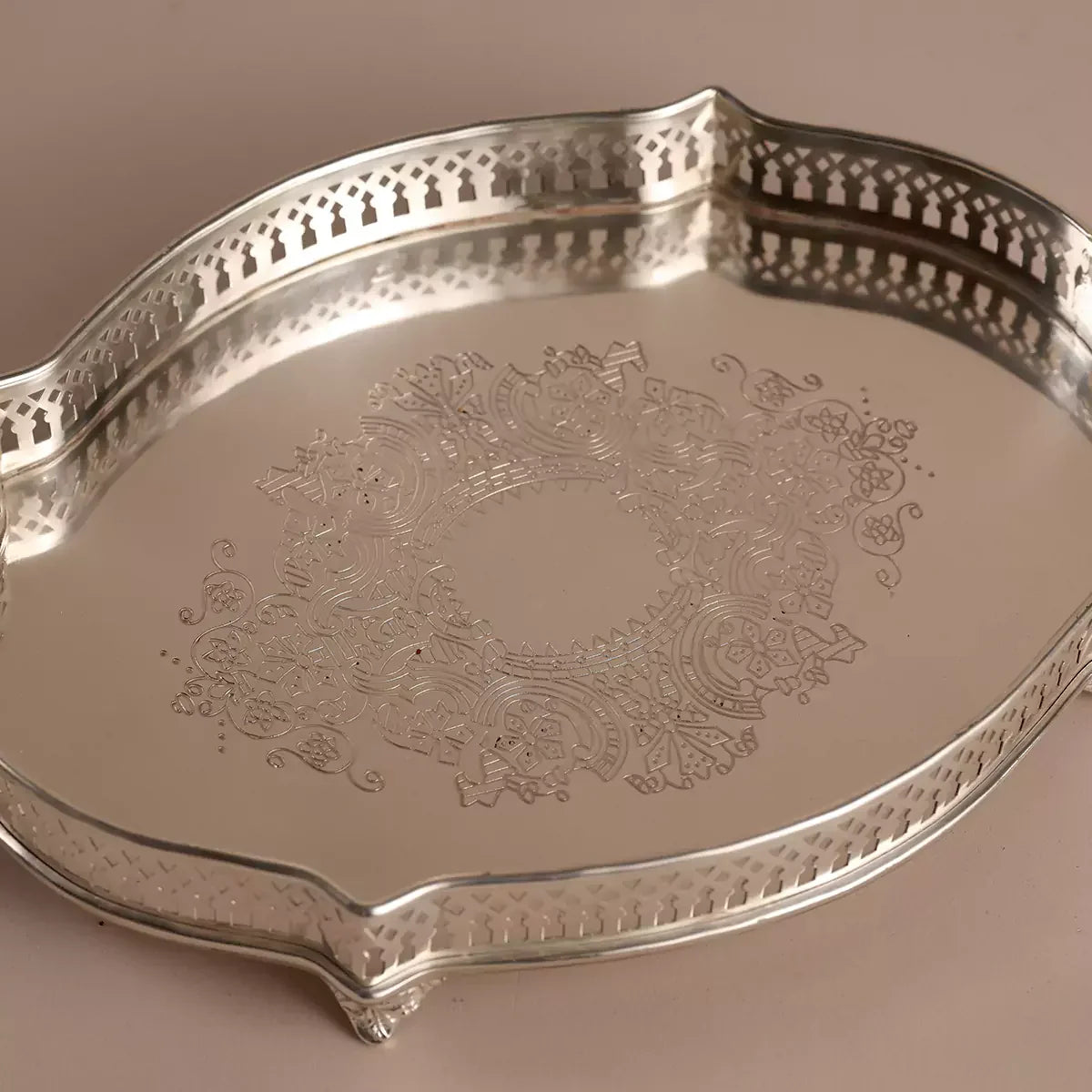 Victorian Curve Tray Large Silver