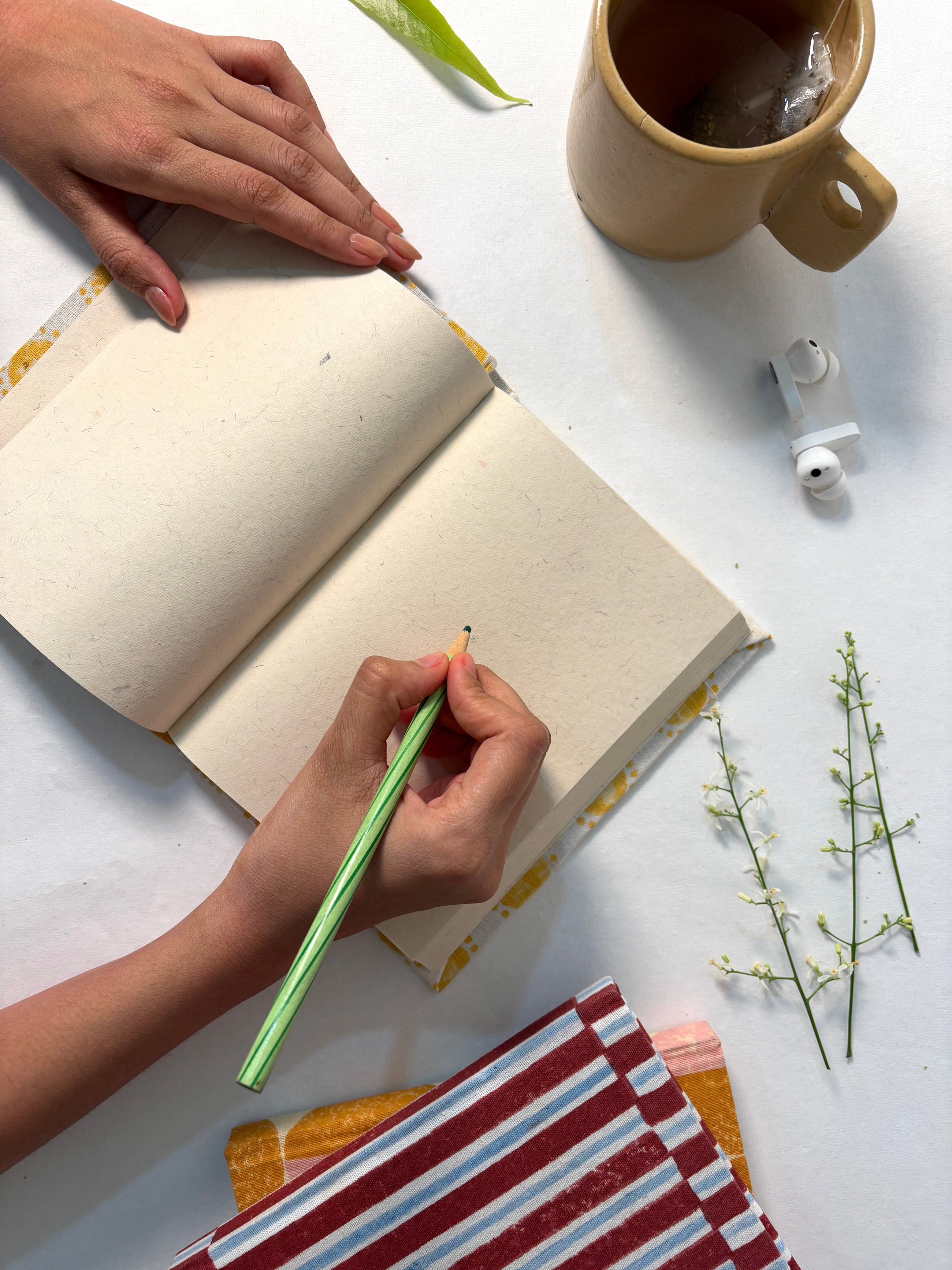 Handcrafted Sustainable A5 Diary Journal Notebook l Handmade Paper l Break Stripes