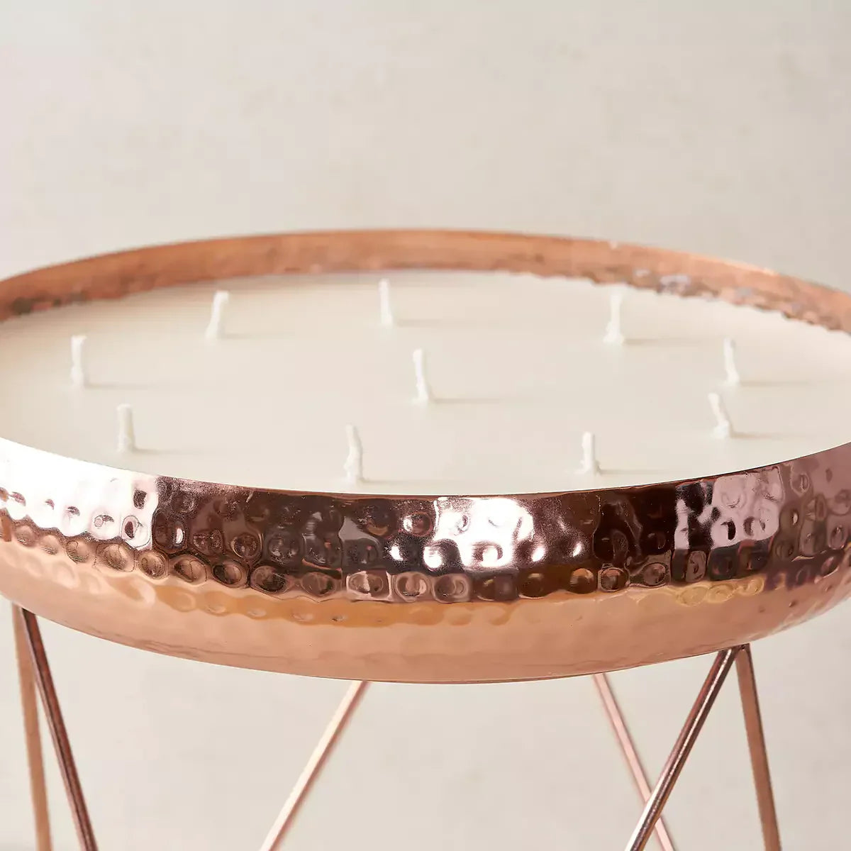 Stardust Rose Gold Hammered Candle Urlis on a stand set of 3